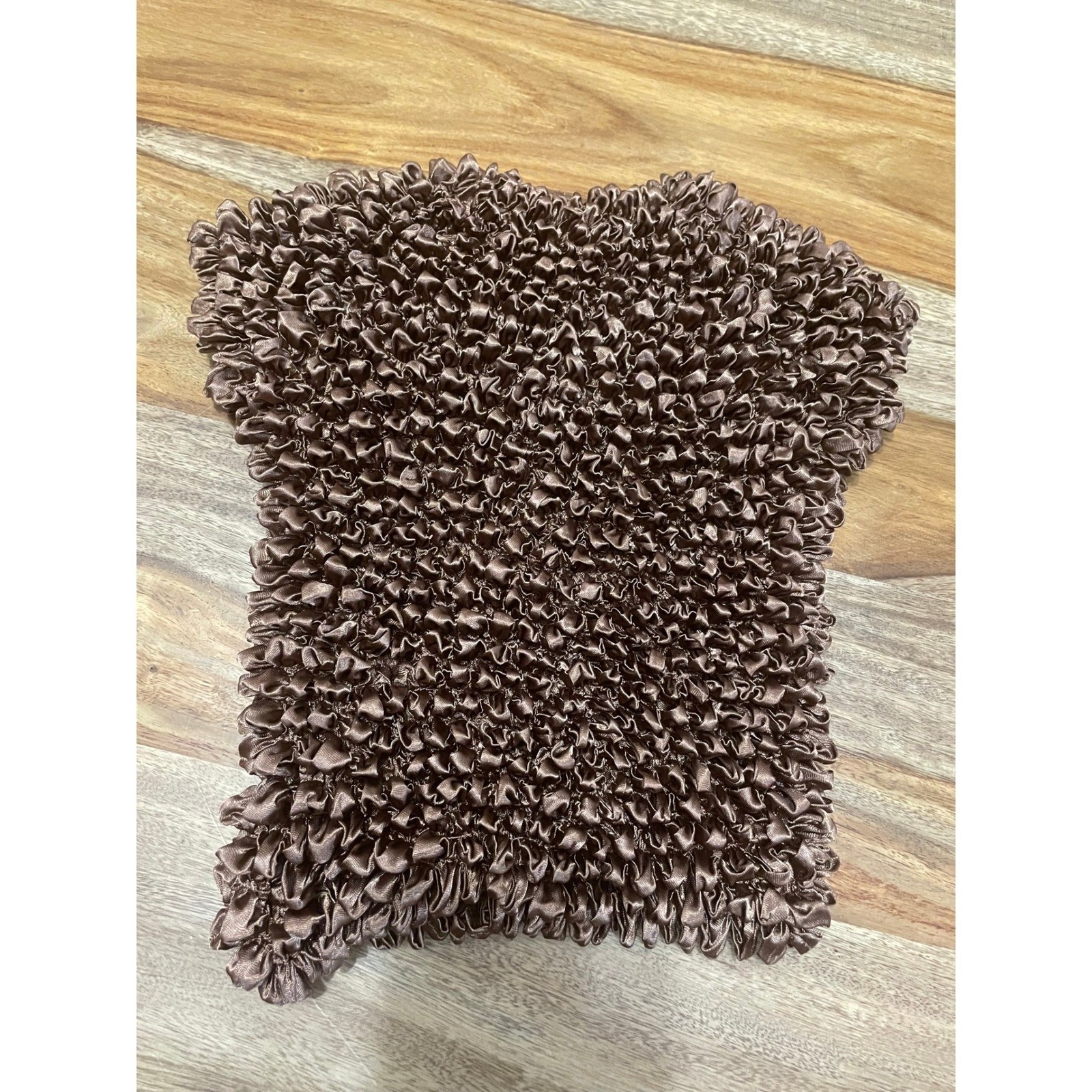 Radiance Brown Popcorn Top Crinkle Bubble Shirt Y2K Batwing Sleeve One Size