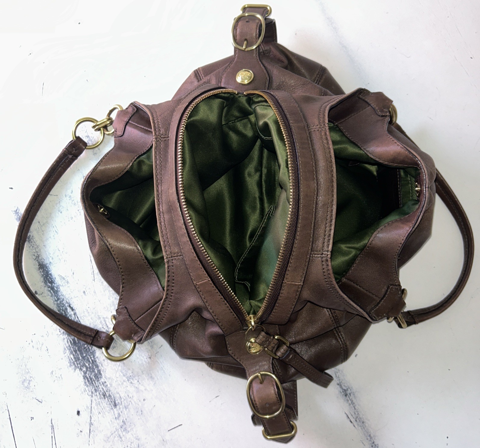 VTG Coach Madison Maggie Shoulder Bag Brown Leather G1082-15742 3 Compartments