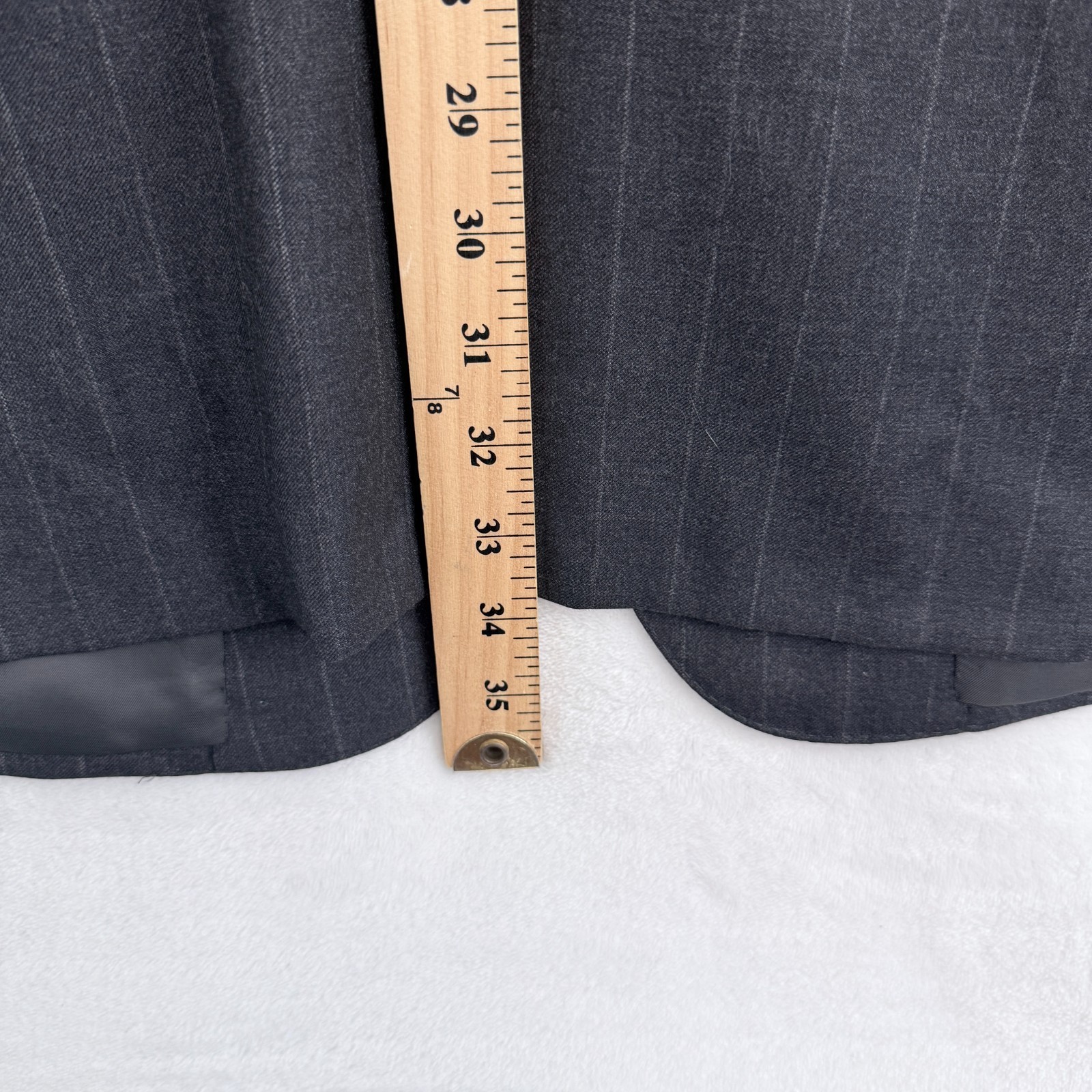 Ermenegildo Zegna Suit Jacket Mens 47R (EU 58) Drop 7 Black Stripe Wool Business