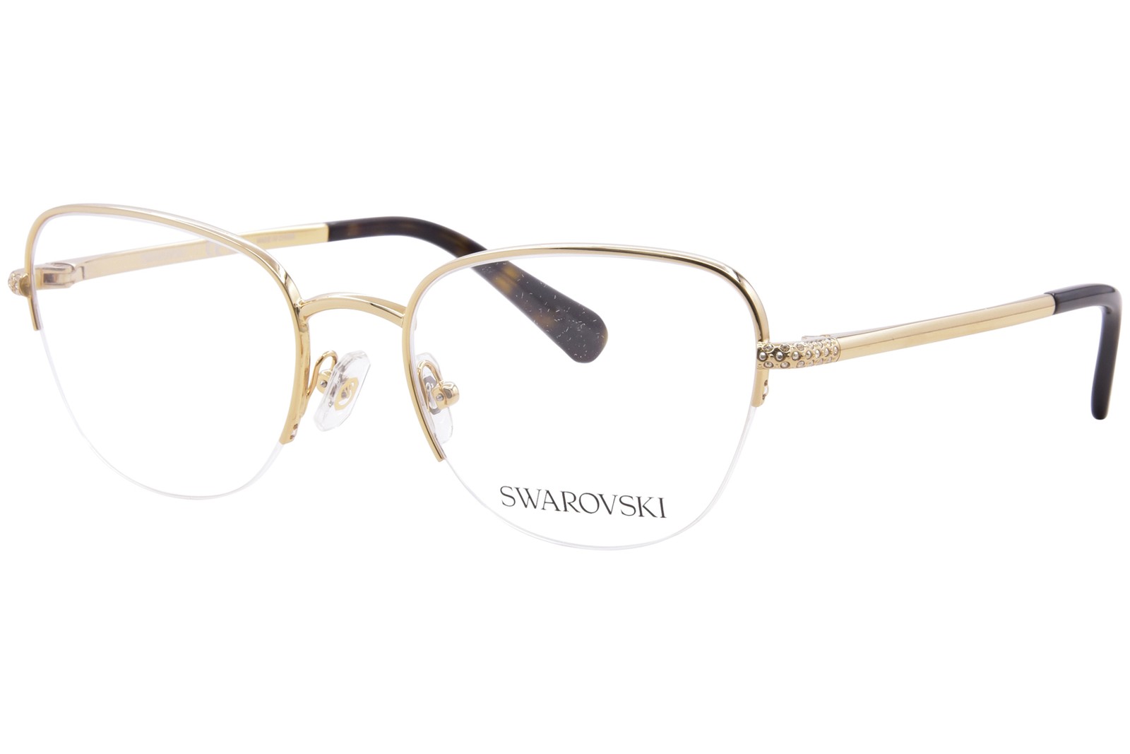 Swarovski SK1023 4004 Eyeglasses Frame Women’s Gold Semi Rim Cat Eye 52mm