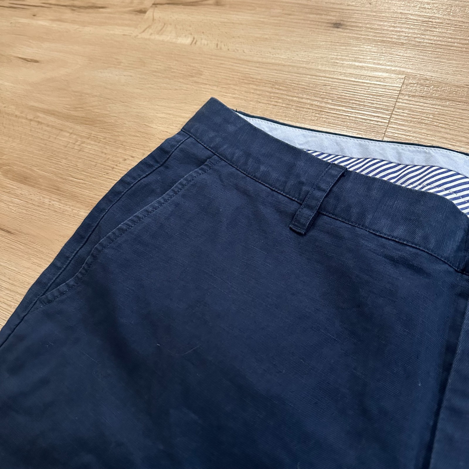 Jomers Van Wyck 10″ Navy Baird McNutt Linen Shorts, size 36, Navy
