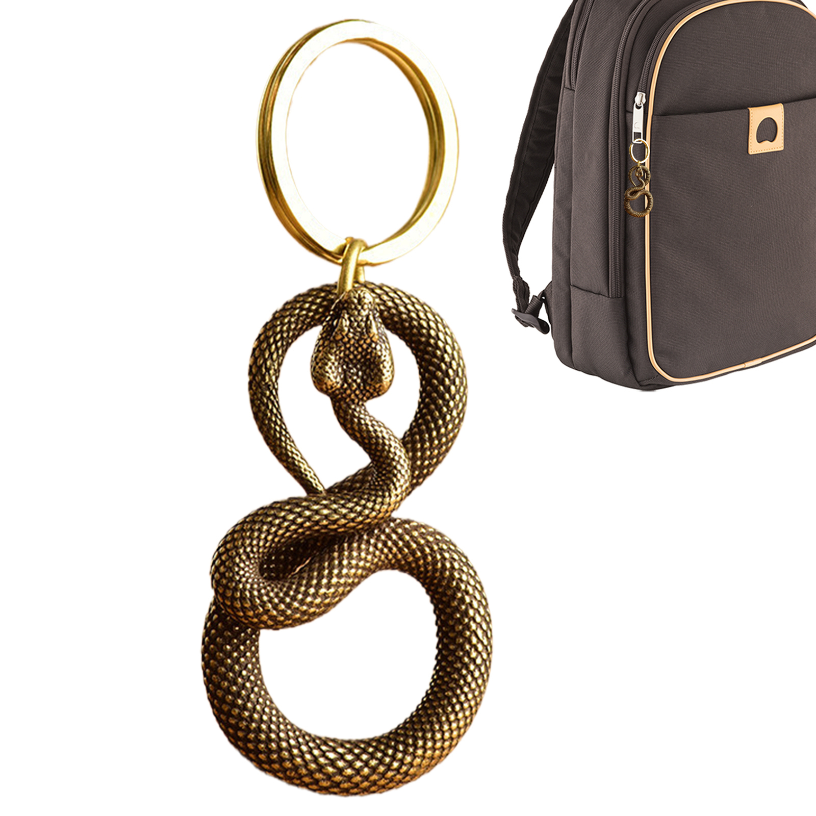 Brass Animal Snake Ornament Key Ring 2025 Chinese Snake Year Hangable Ornament