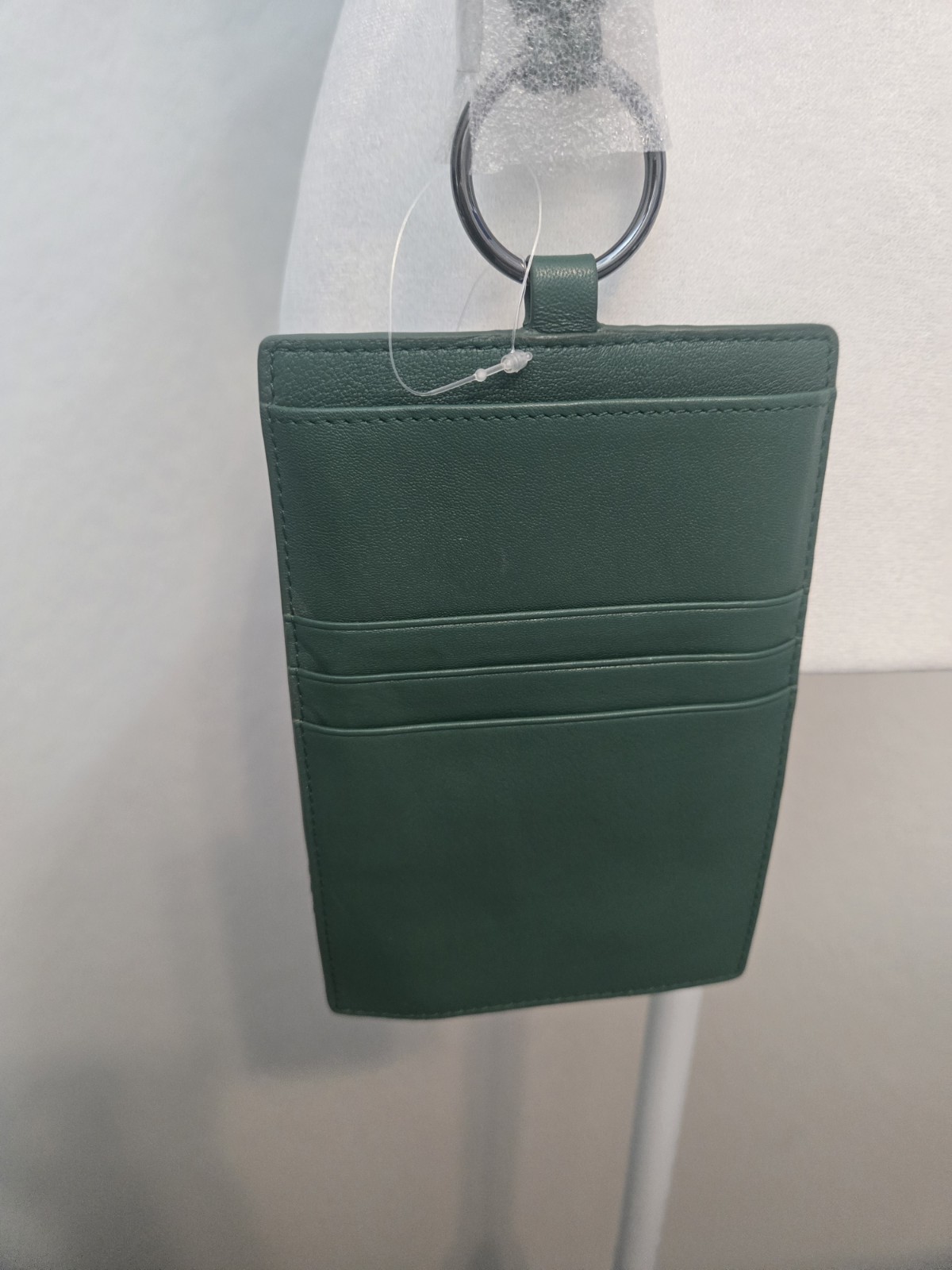 Green Faux Leather ID/Document Holder Lanyard Card Case w/ Credit Card Slot