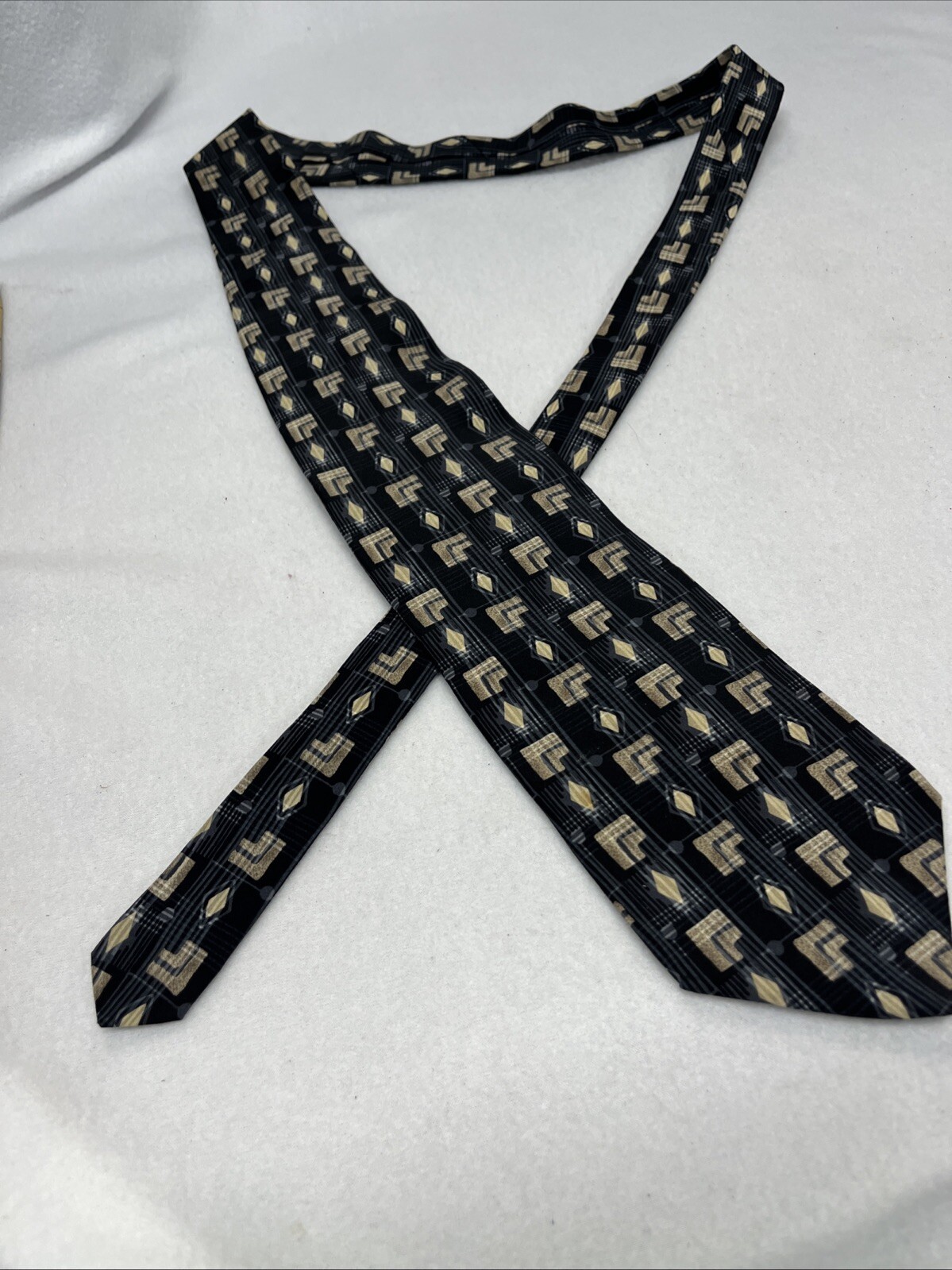 Zylos George Machado Black, blue, beige silk tie, made in USA
