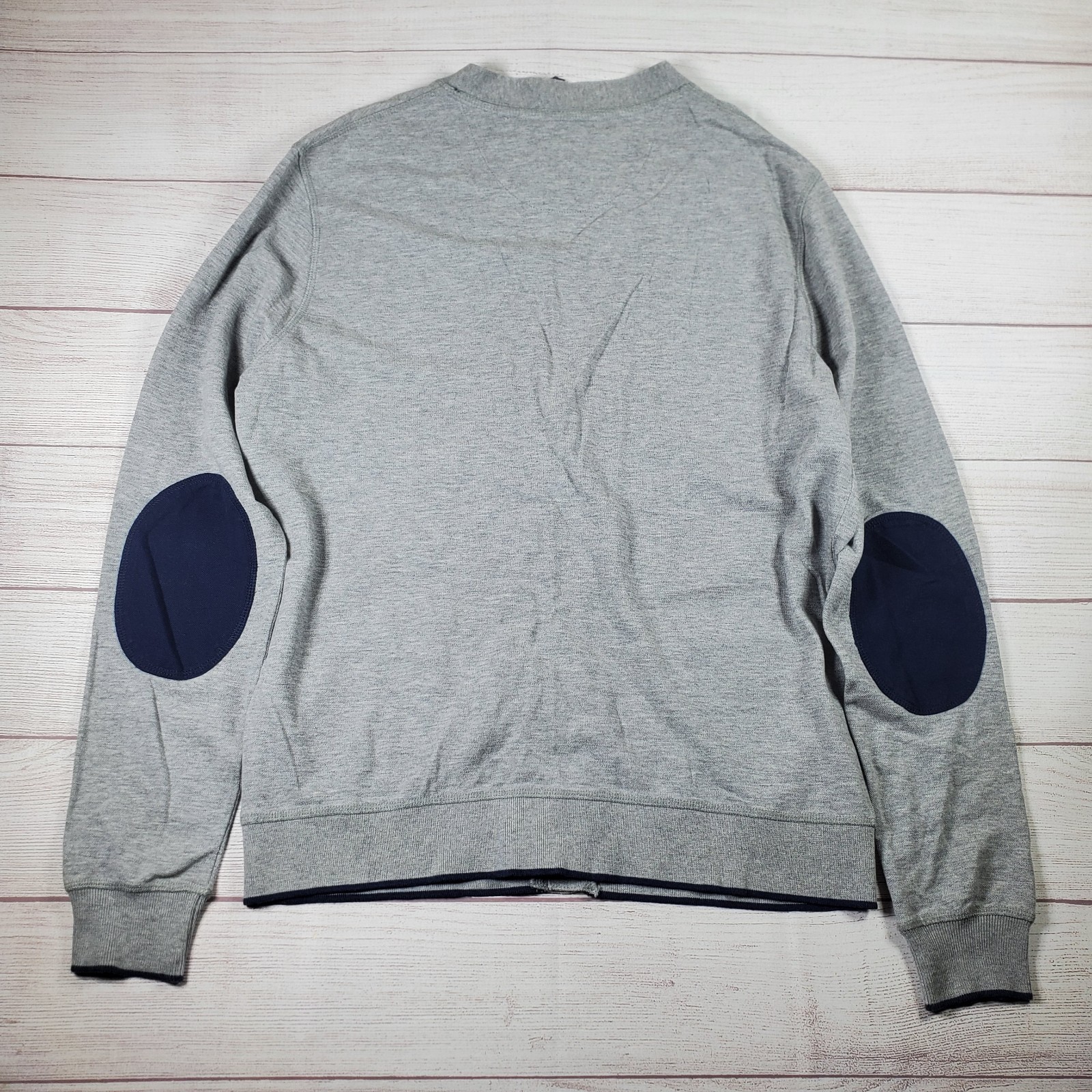 Finamore 1925 Gray Front Button Cotton Sweater Elbow Patches Size EU 52
