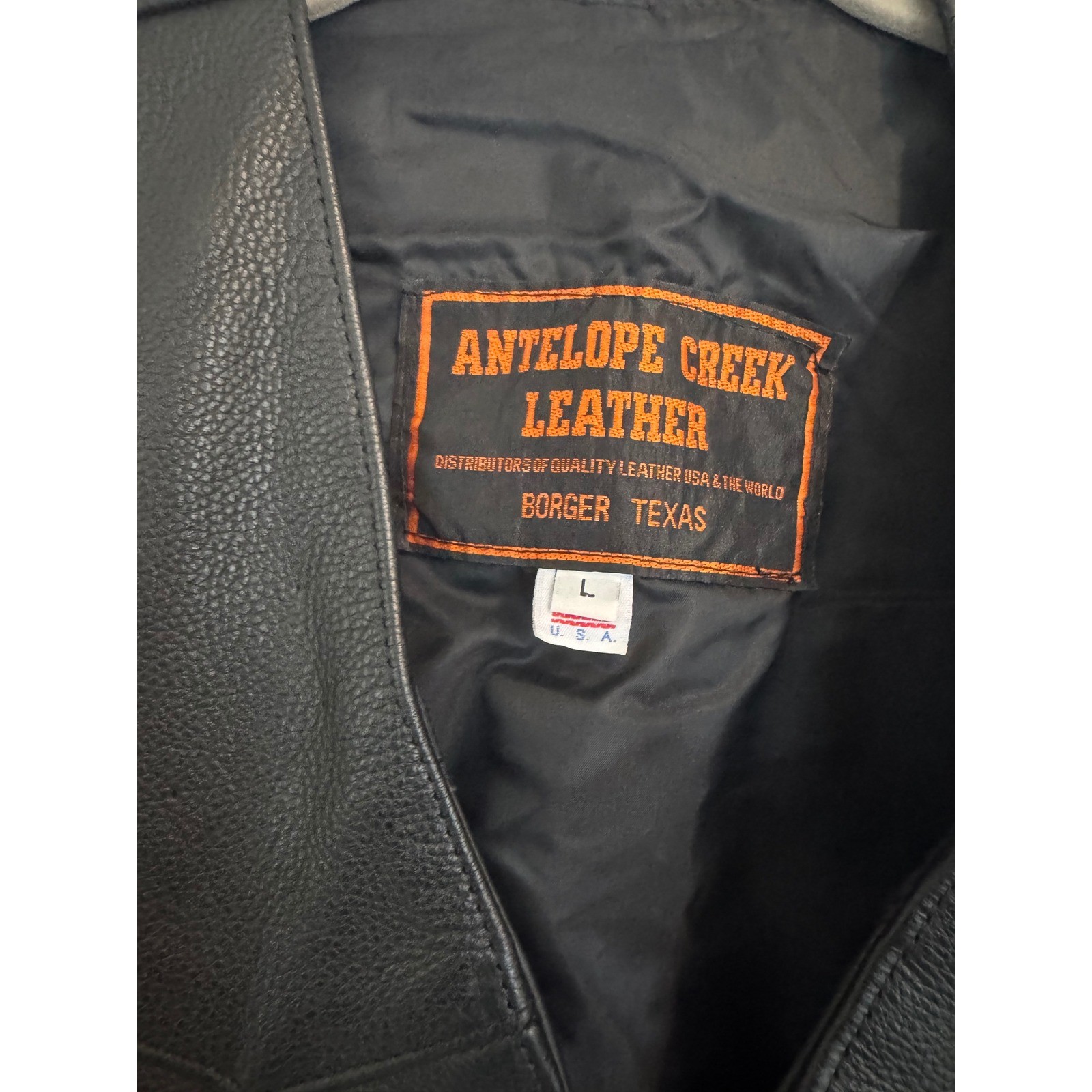 Antelope Creek Leather Mens Biker Vest Black Lace Up Side Snap Front LG-0619