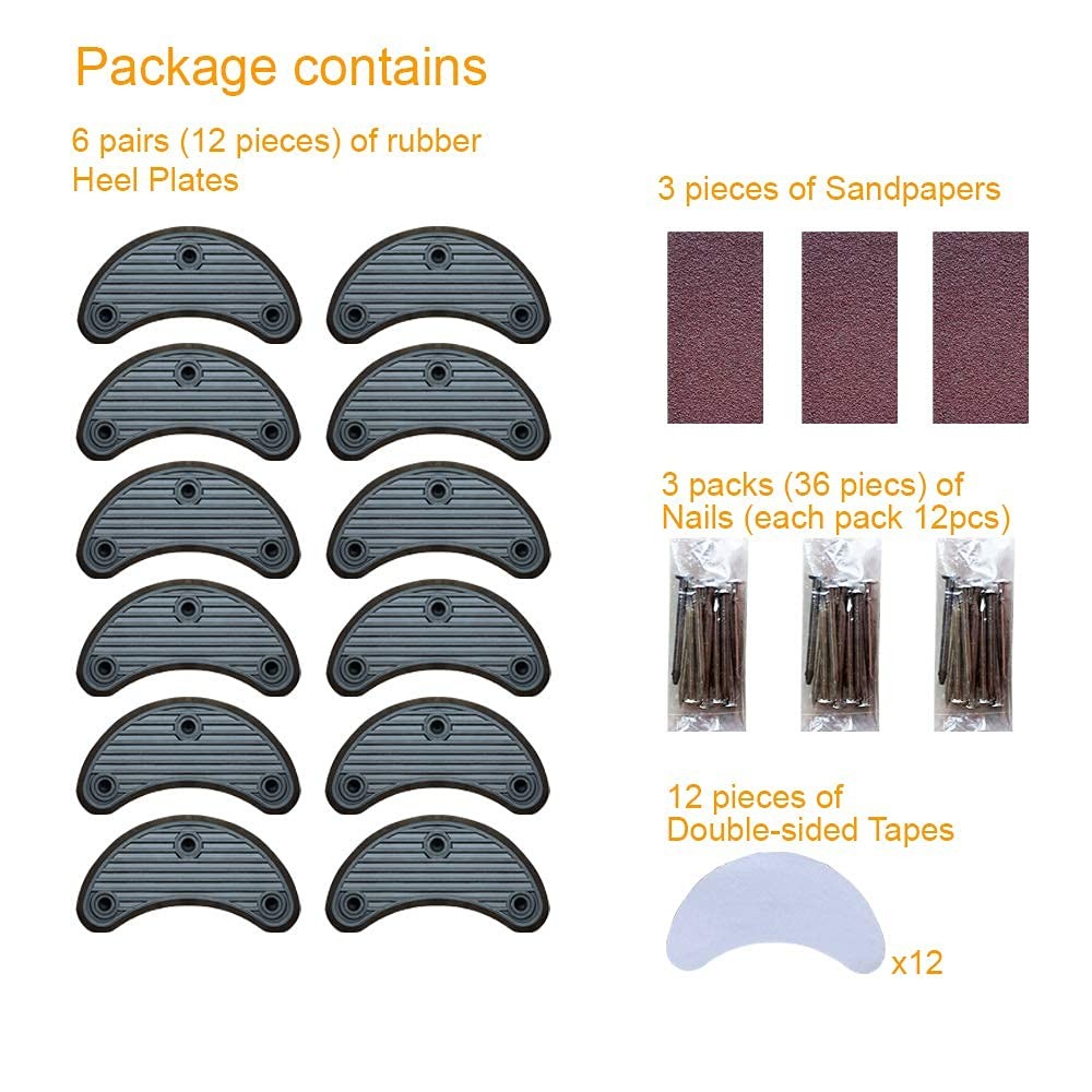 Unikstep 6 Pairs Shoe Heel Plate Tap, 6 Pair (Pack of 1), Khaki
