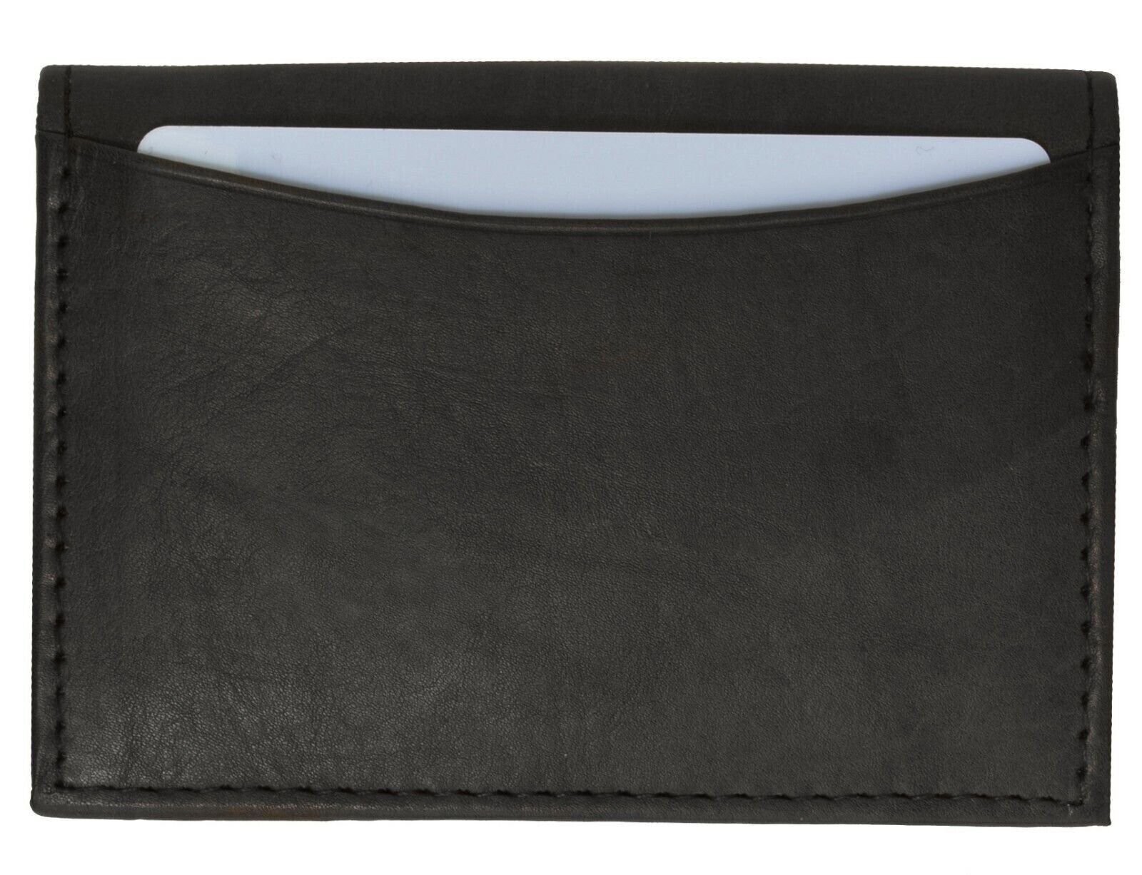 Genuine Leather Wallet Business Card Holder Expandable CreditCard with ID Window