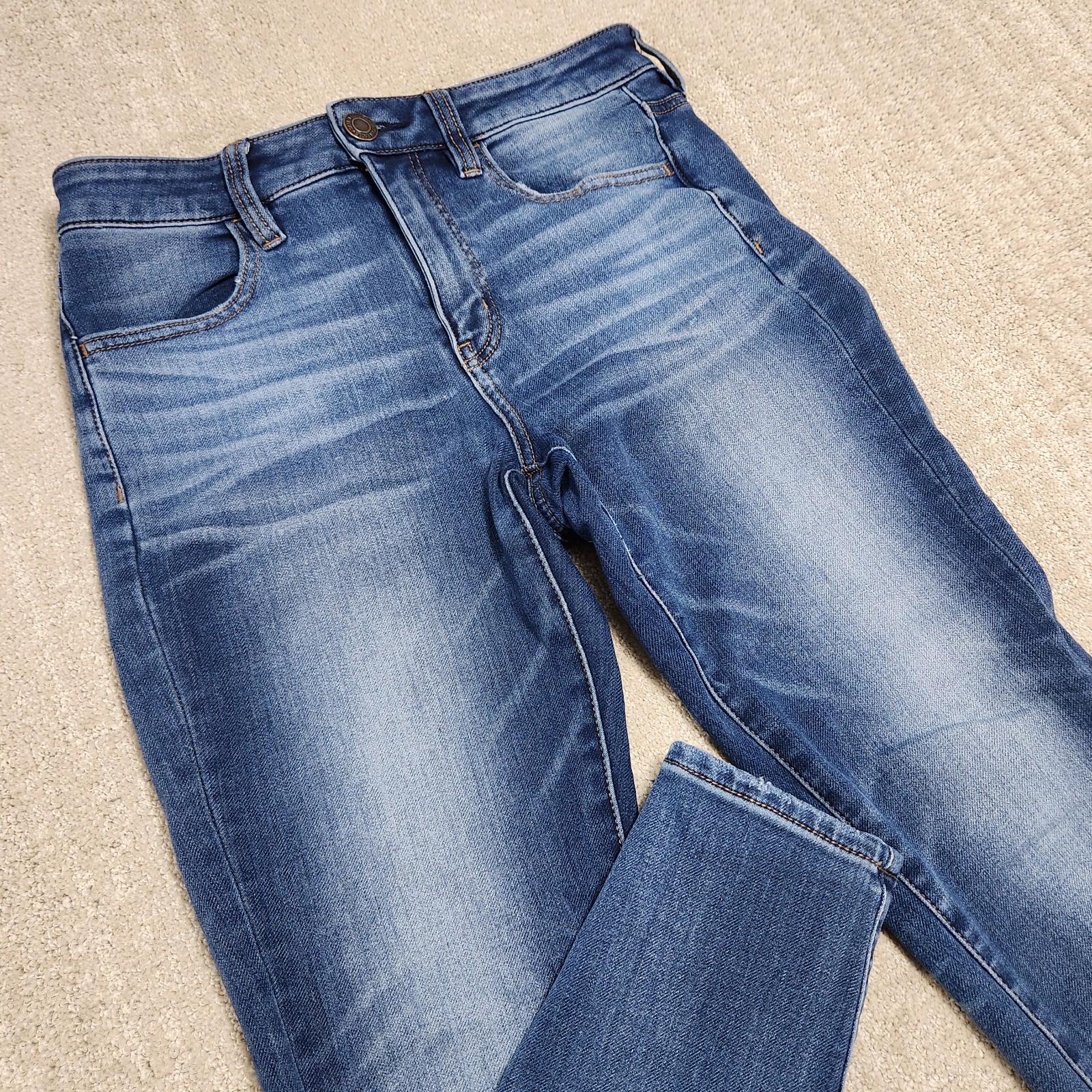 American Eagle Jeans Women 6 Hi Rise Jegging Crop Stretch Denim Mom Whiskers