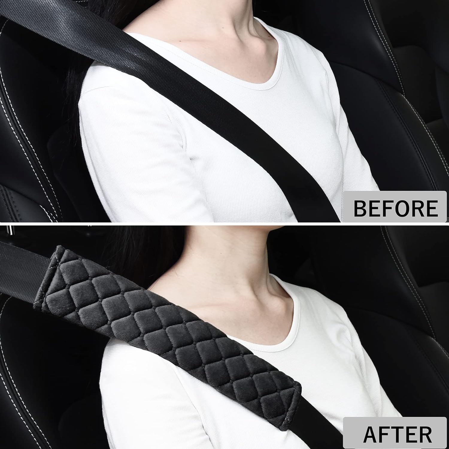 Universal Car Seat Belt Shoulder Strap Covers, Soft Pads for Comf Color: black