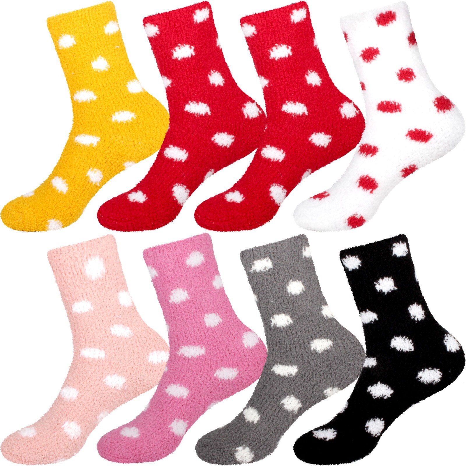 BambooMN Super Soft Warm Microfiber Cozy Fuzzy Polka Dot Socks – 3 Pairs