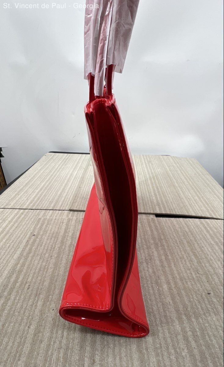 Telfar Medium Shopping Bag Red Patent Vegan Leather Brand New With Tags