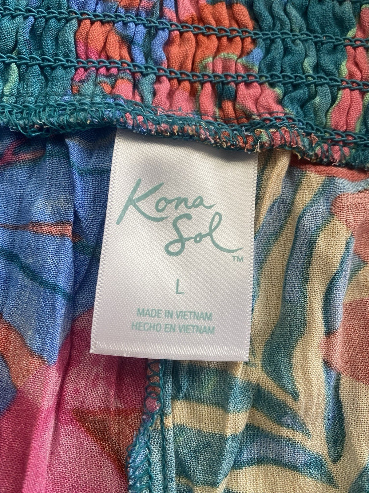 Kona Sol Light Flowy Boho Pants, Cover Up, Beach, Pool, Tropical, Size L