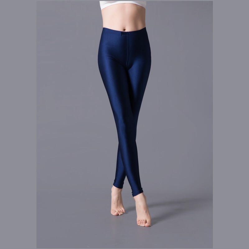 Luxallacki Oily Shiny High Waist Elastic Slim Pants Yoga Leggings Gym Sports