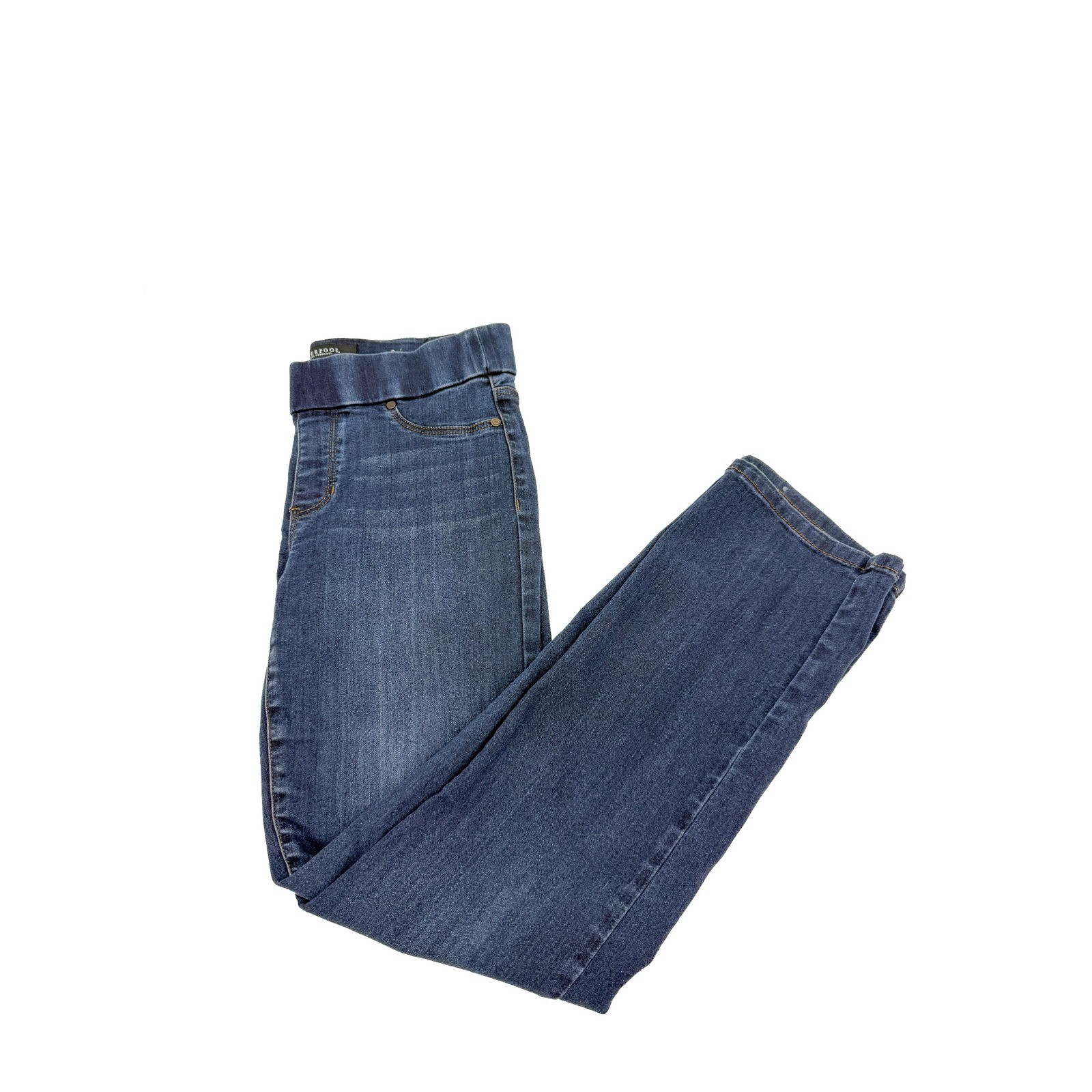 Liverpool Jeans Women 8/29 Blue The Straight Pull-On Mid-Rise Dark Wash Denim