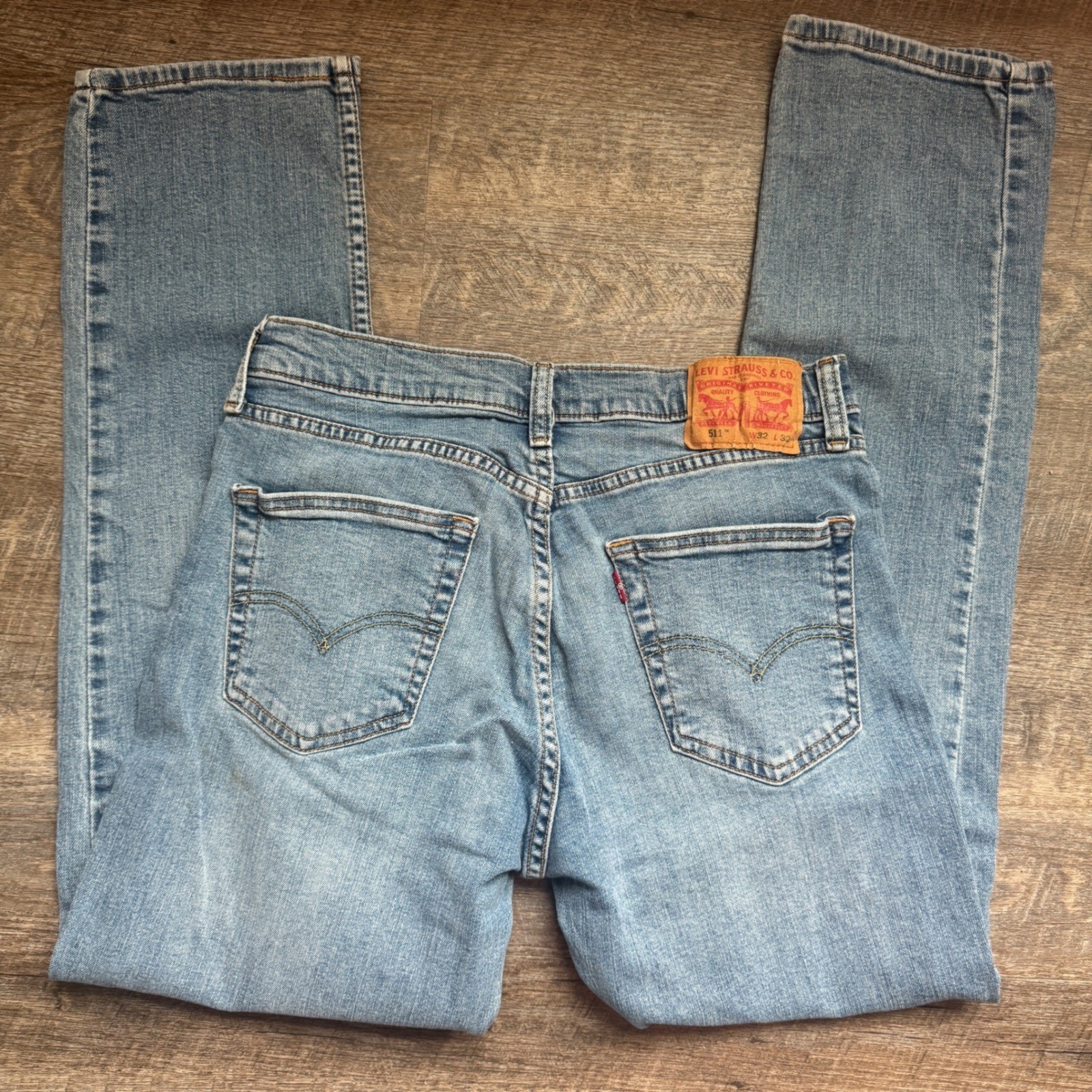 Levis 511 Slim Fit Jeans Mens 31×30 Light Wash Blue Denim Stretch Pants Grunge