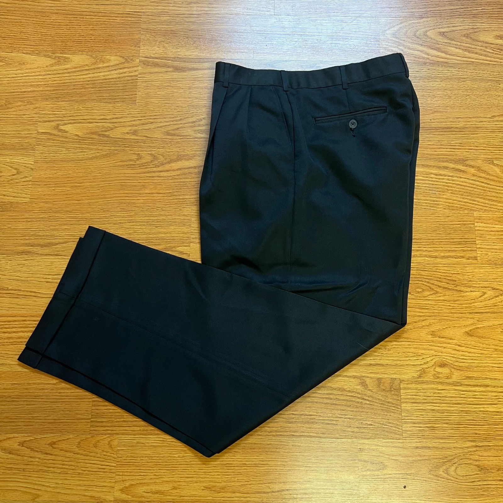 Perry Ellis Portfolio Men’s Black Pleated Cuffed Dress Pants Trousers