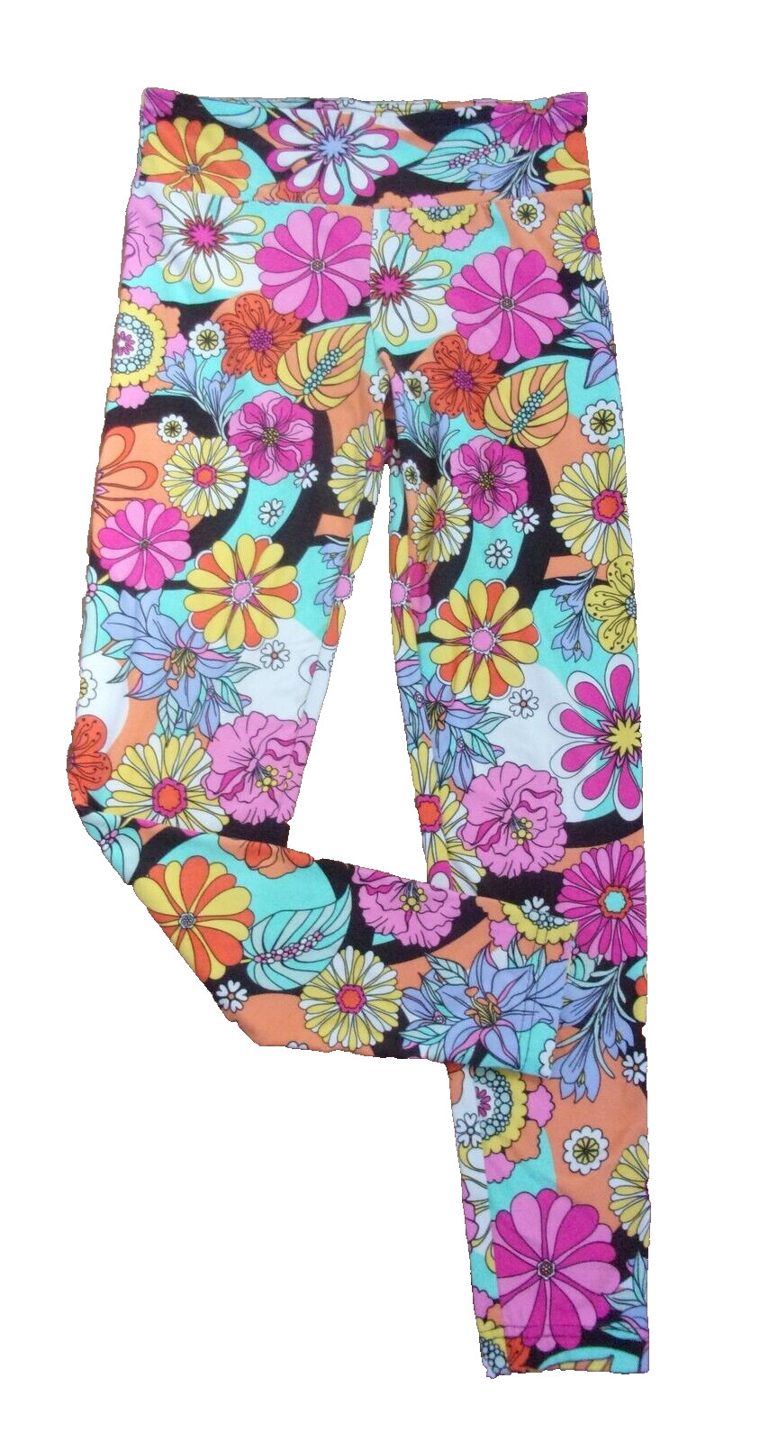 Leggings Floral Medium(7-9) 95% Nylon 5% Spandex Very Good Cond SHIP FROM USA