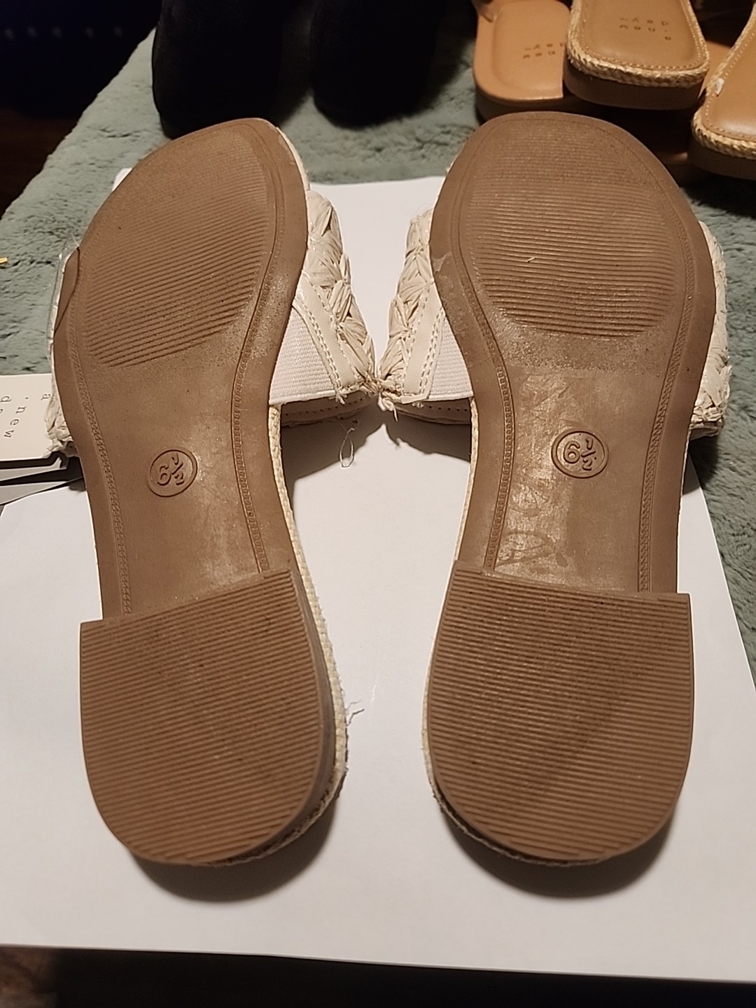 NEW A New Day Women’s Luisa Raffia Slide Sandals w/ Memory Foam Insoles Size 6.5