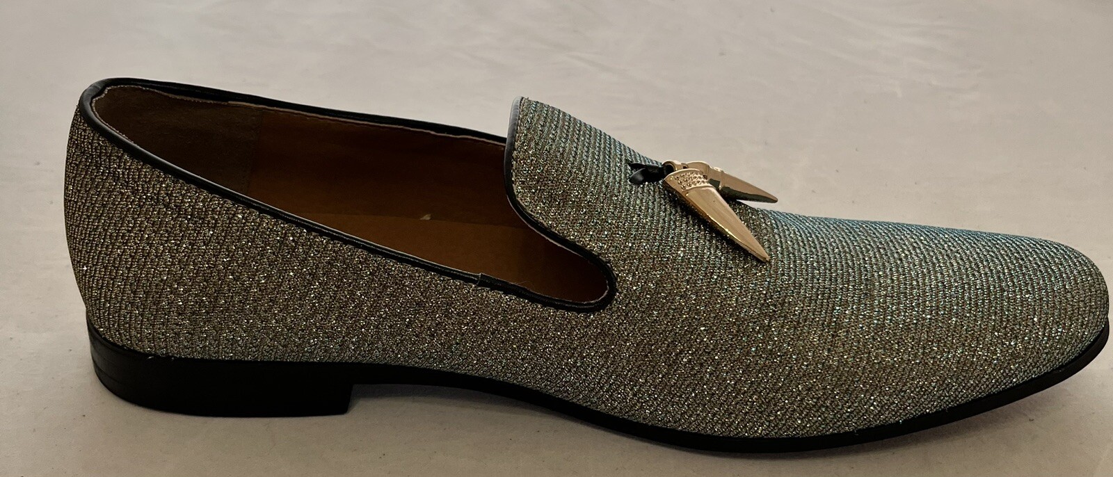 Giorgio Brutini Glitter Tassel Loafers 8.5D Red Sole Metallic Mesh Slip-On