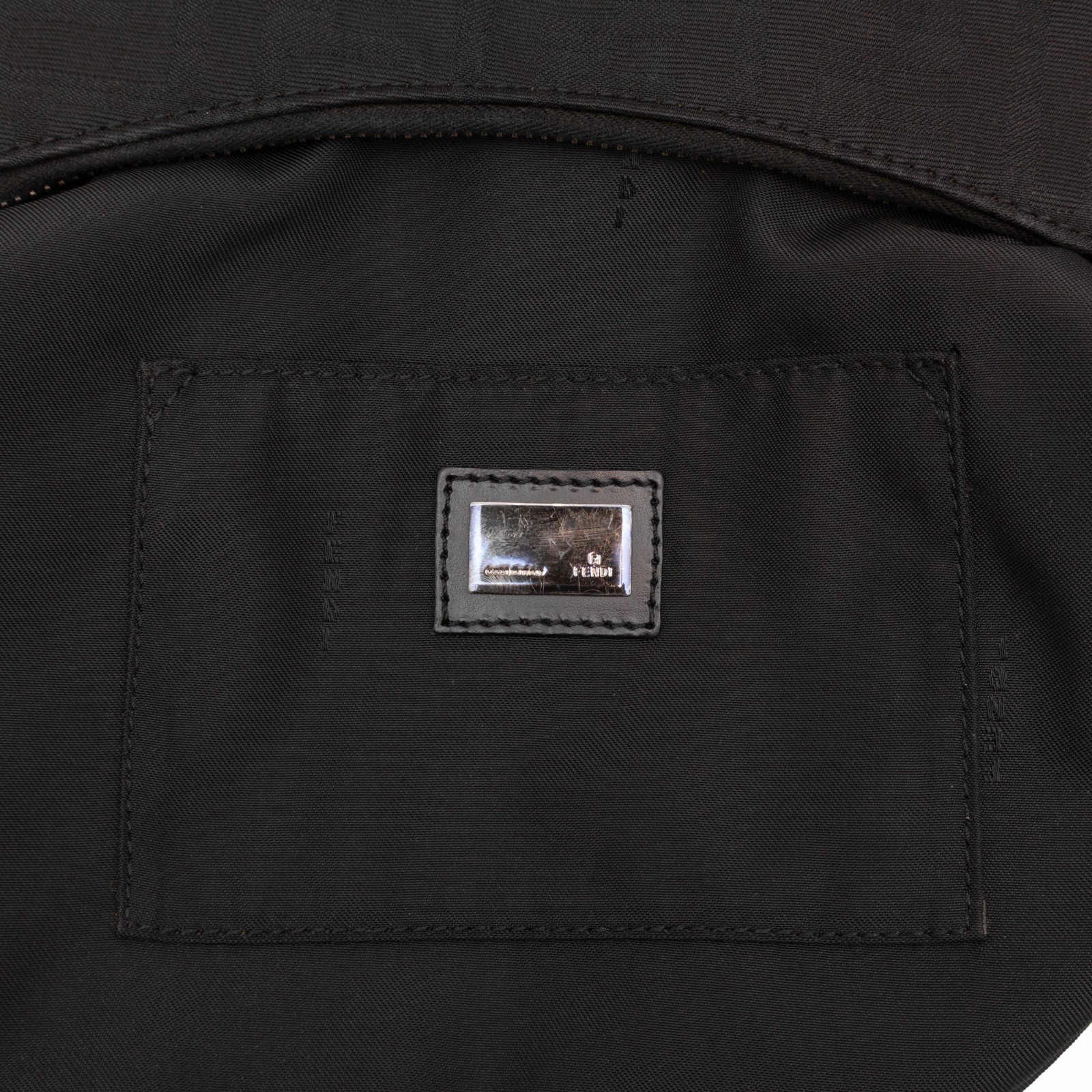 FENDI FF Monogram Zucchino Canvas Oyster Shoulder Mini Bag Black RARE VTG Y2K