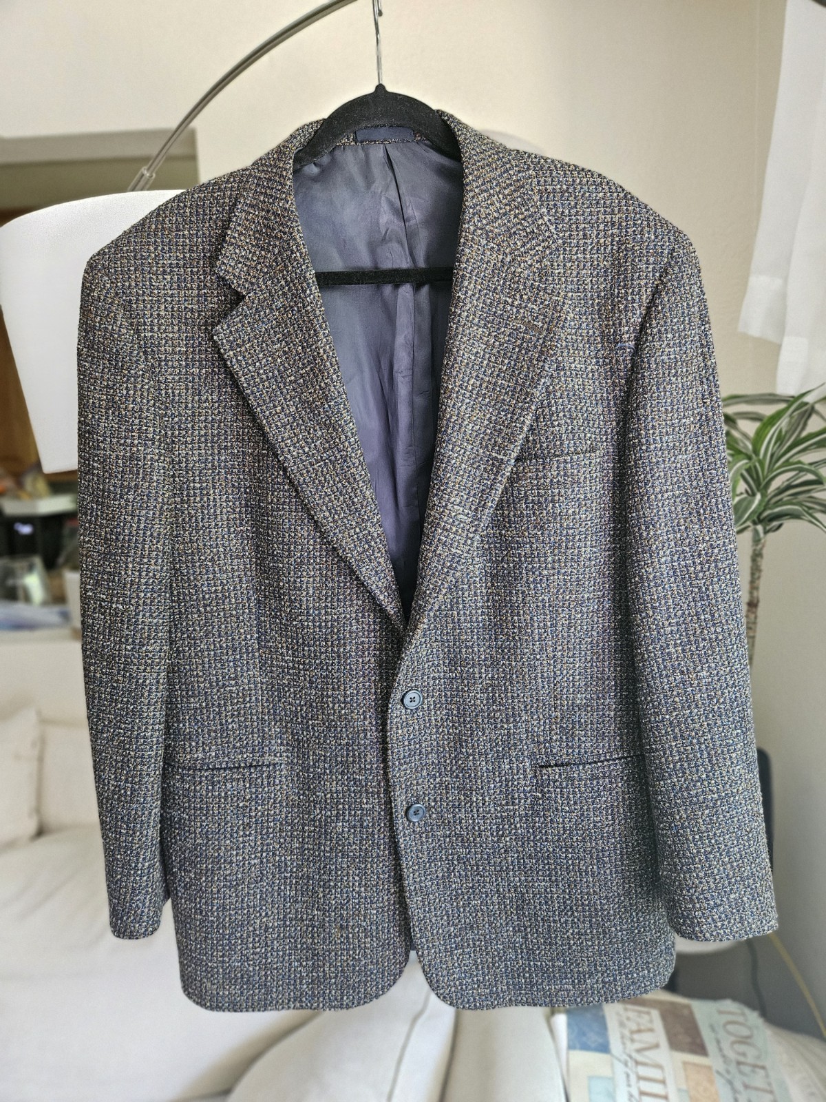 Cananzi Roma NY Mens Blazer Sport Coat Sz 44R (XL) Made in USA Classic Tweed