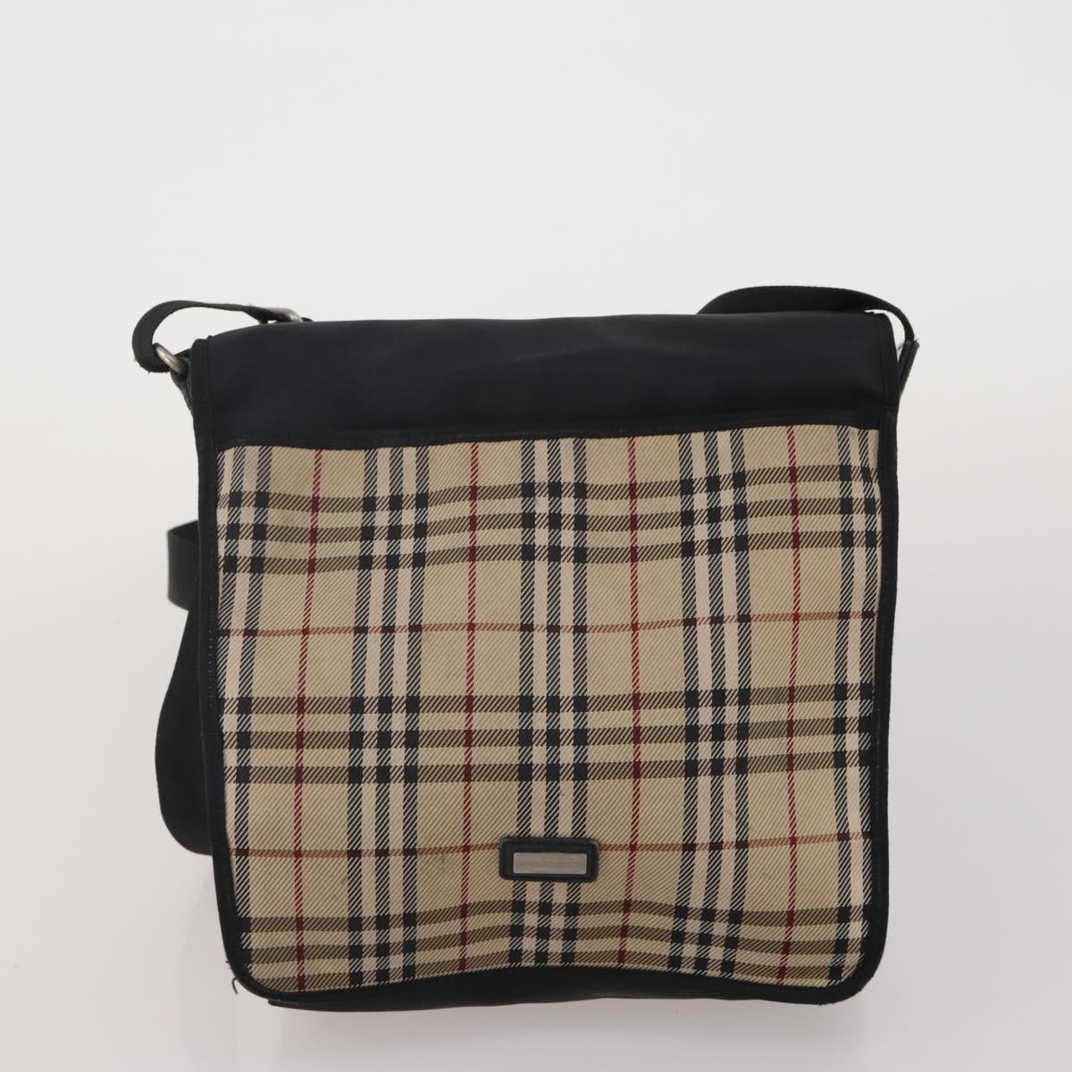 BURBERRY Nova Check Blue Label Bag Canvas nylon 4 Set Brown Beige Auth 191136