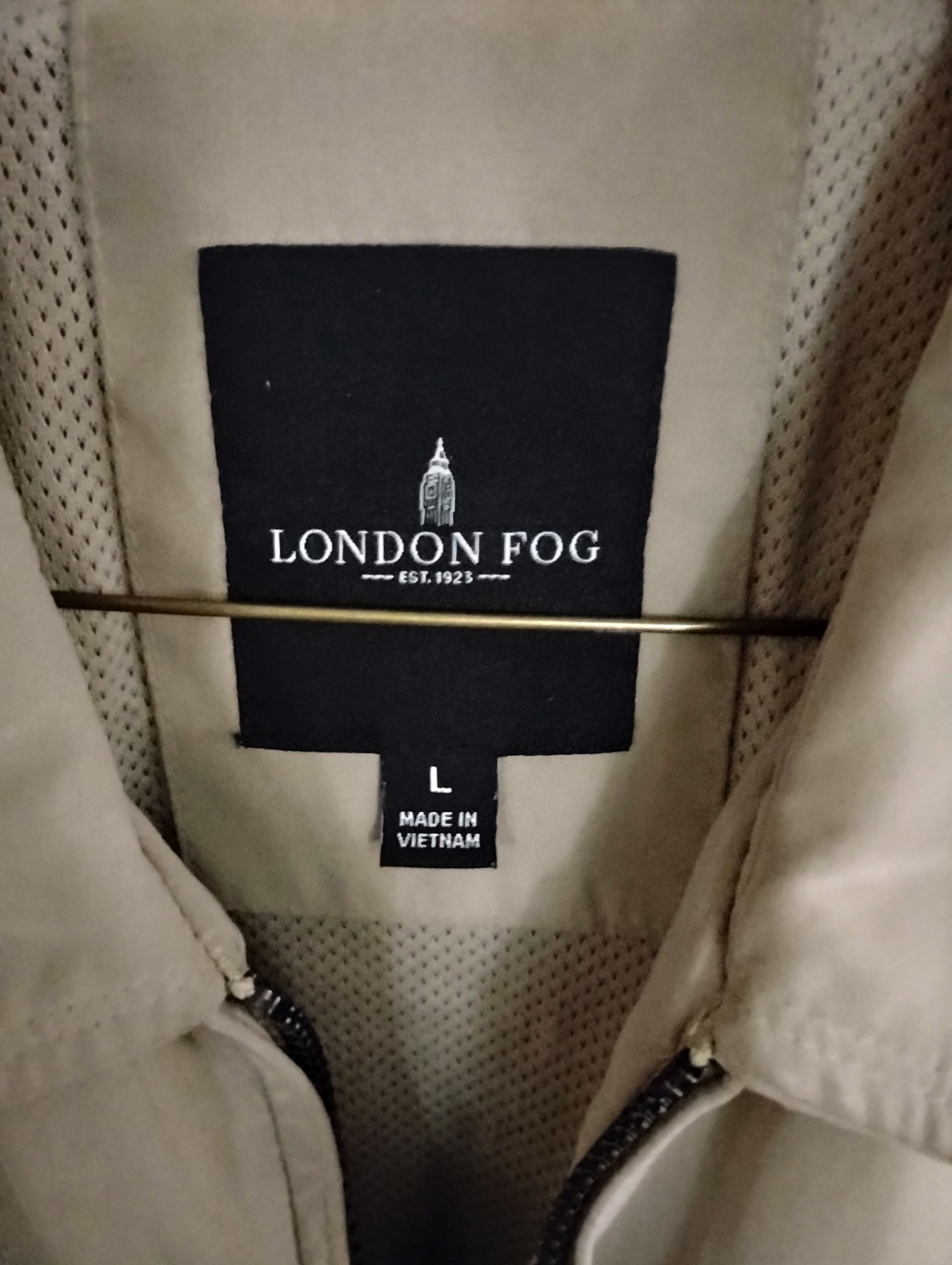London Fog Men’s Large Harrington Jacket Tan Beige Vintage Golf Windbreaker Coat