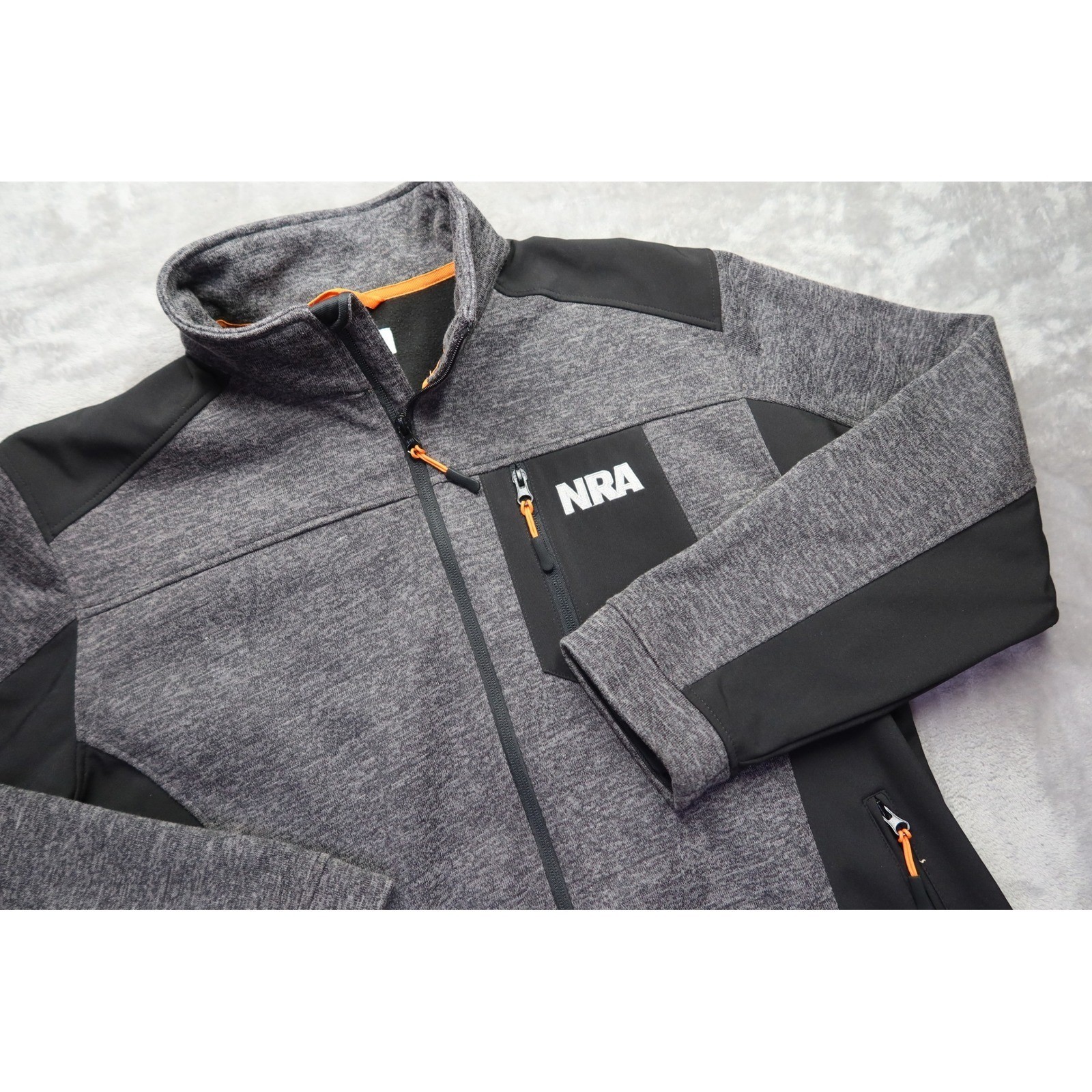 NRA Men’s Full Zip Fleece Lined Jacket Grey Black Logo Outdoor Work Size L