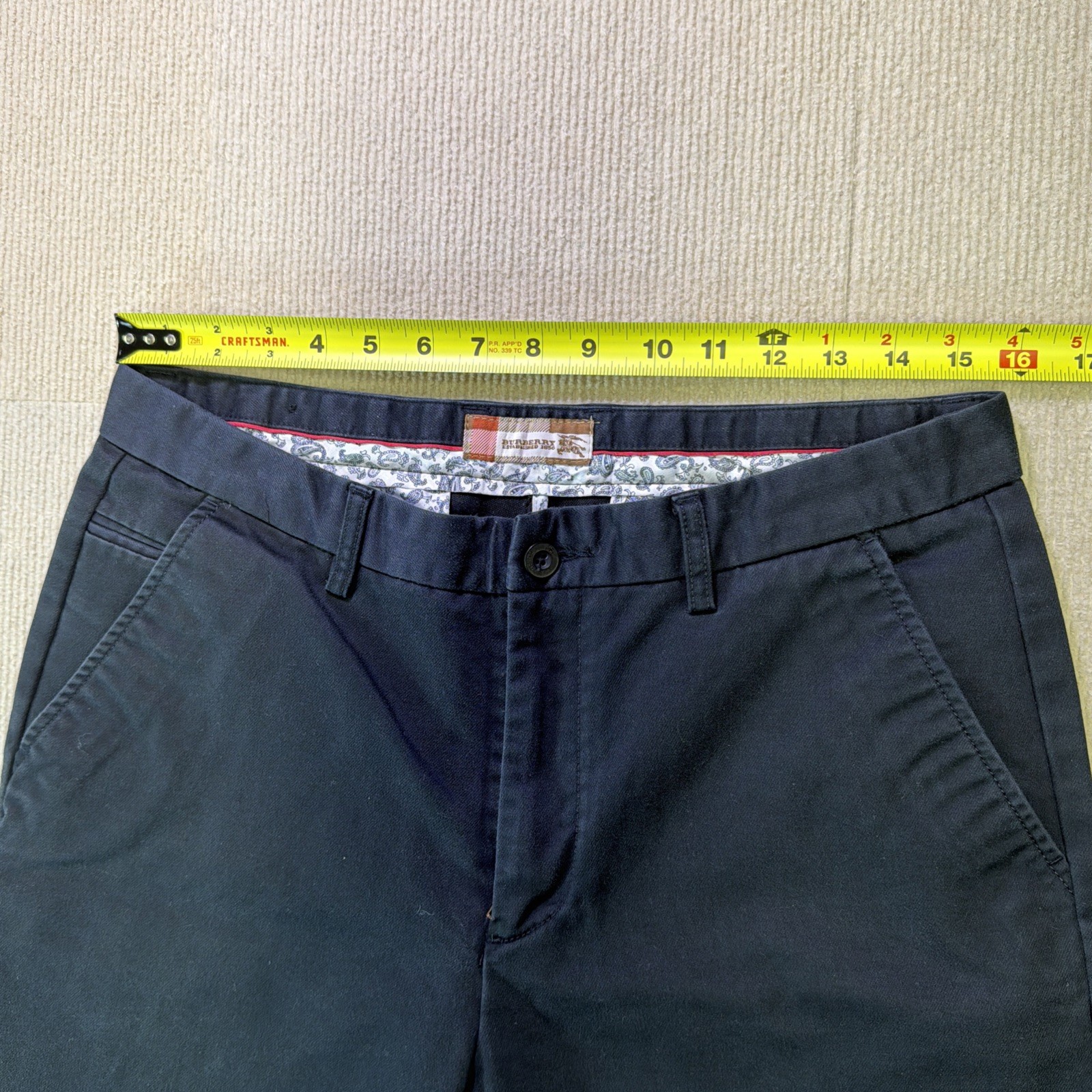 Burberry London Pants Mens 34 Fits Like 32×30 Blue Cotton Chino Straight Casual