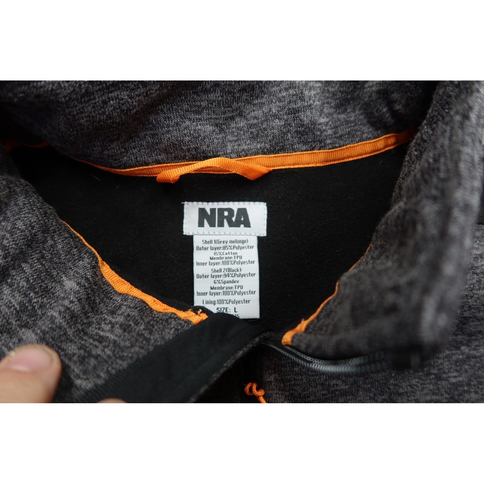 NRA Men’s Full Zip Fleece Lined Jacket Grey Black Logo Outdoor Work Size L