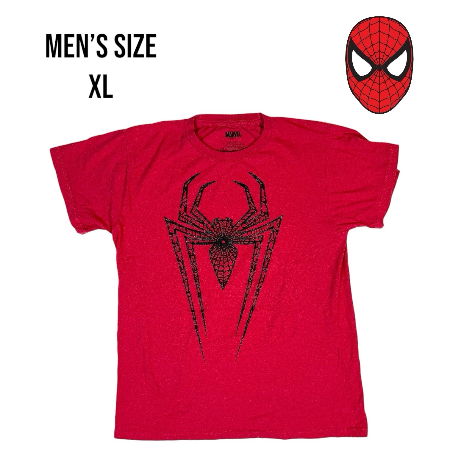 Marvel Spider-Man Logo Shirt Men’s XL Red Tee Superhero Graphic T-Shirt Amazing