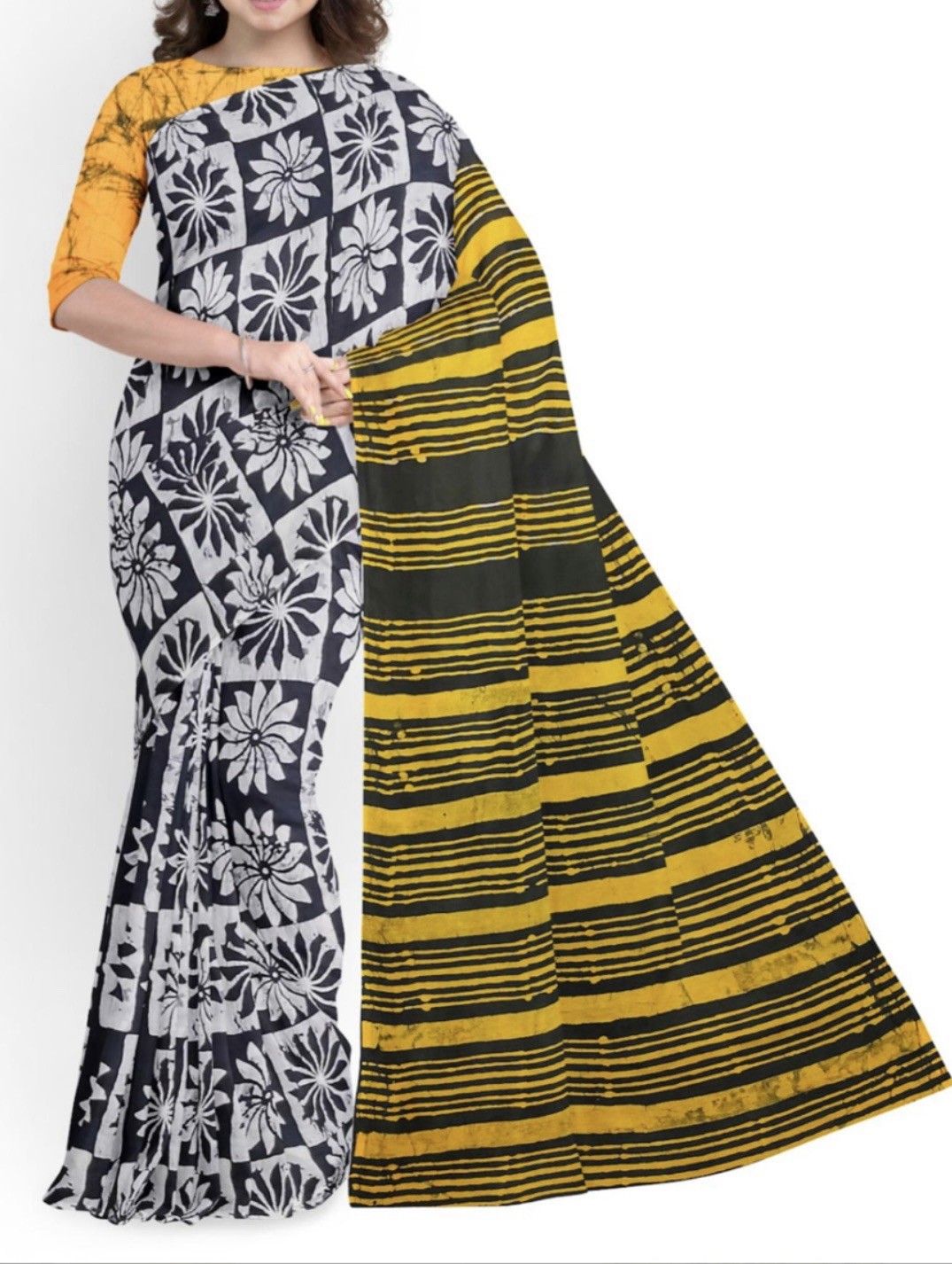 NEW 🆕, Cotton BATIK SAREE. ( Item#L2748 ) including blouse piece. Only $33