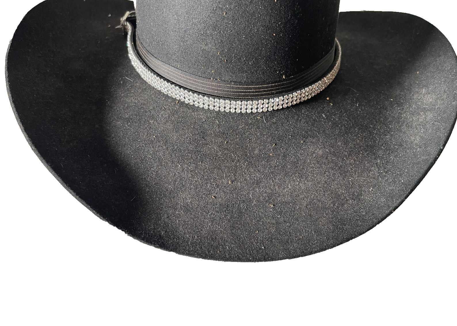 Western Womens Hatband 27.5 x 3/8 in Crystal Buckle 3 Row Cowboy Rodeo Horse