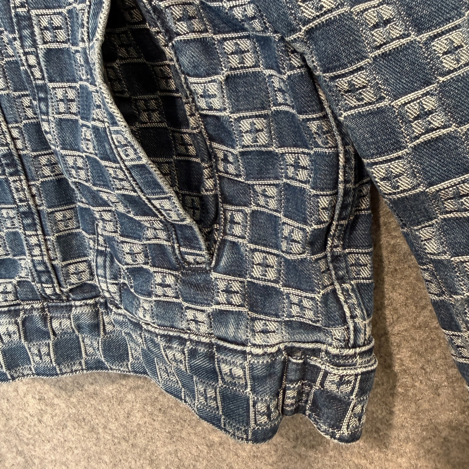 Ksubi Oh G Klassik Denim Trucker Jacket Mens Large AOP Monogram Logo Japanese