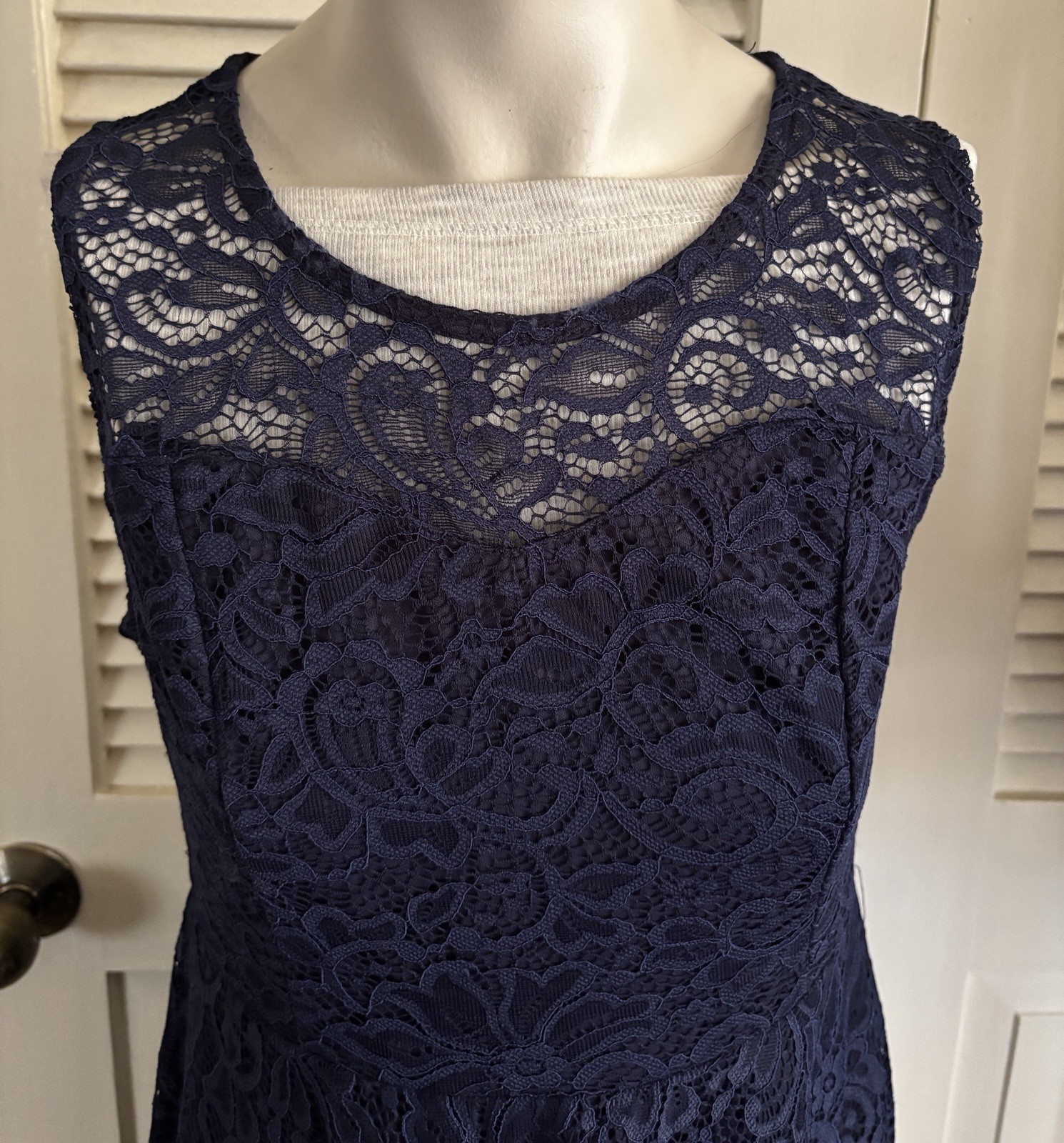 Romantic Navy Blue Crochet Lace Dress