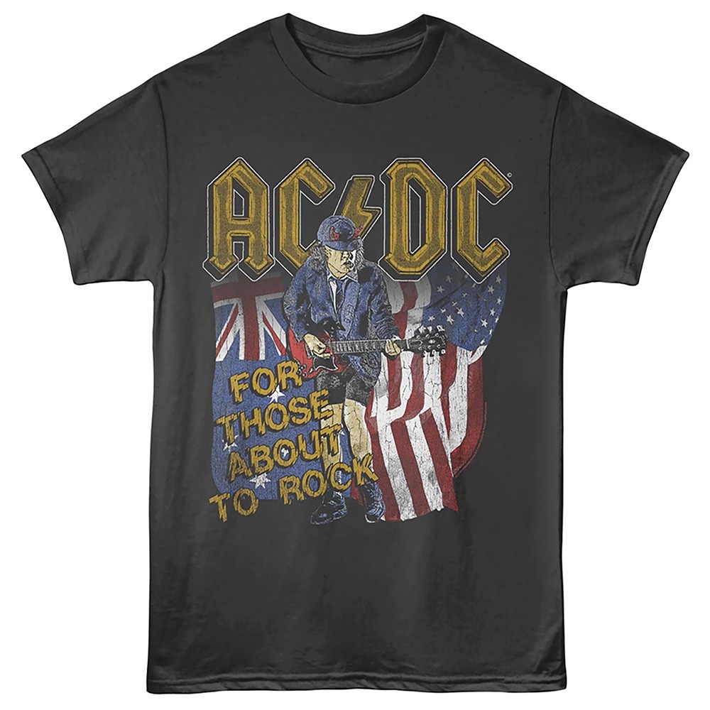 ACDC Music Mens T-Shirt FOR THOSE ABOUT TO ROCK New Official Smoke Cotton Merch