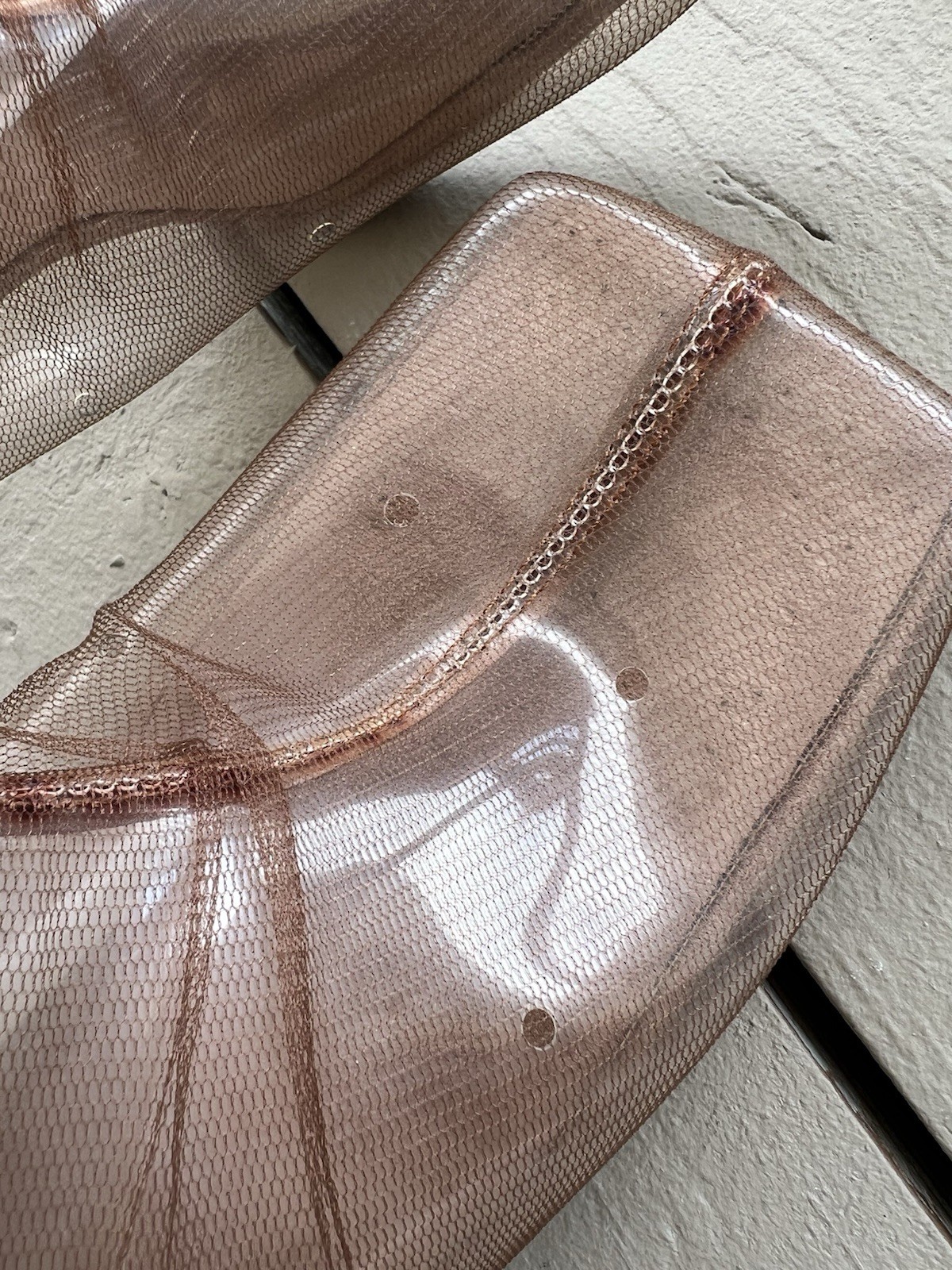 BFlyLA Knee High Brown; PVC, air holes, 4-inch gold heel, and brown mesh 10.5