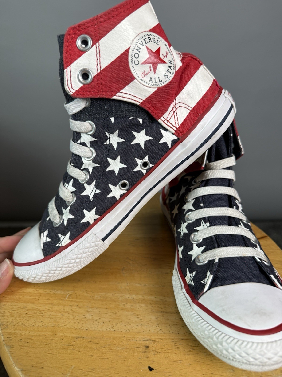 Converse Chuck Taylor All Star High Top Canvas Lace-Up USA Flag Stars Sneaker