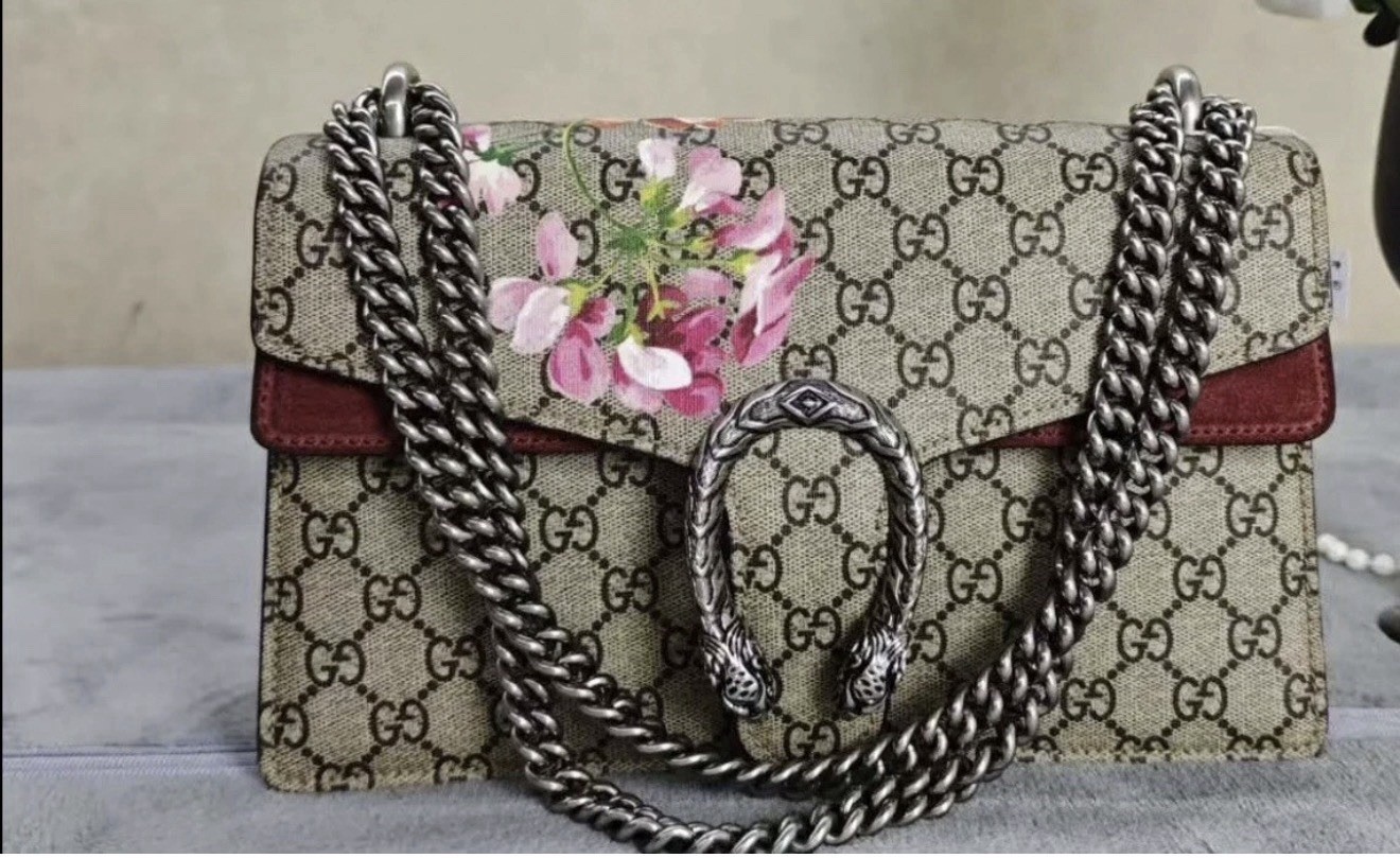 Authentic Gucci Dionysus Blooms Chain Strap Shoulder Bag Silver Hardware