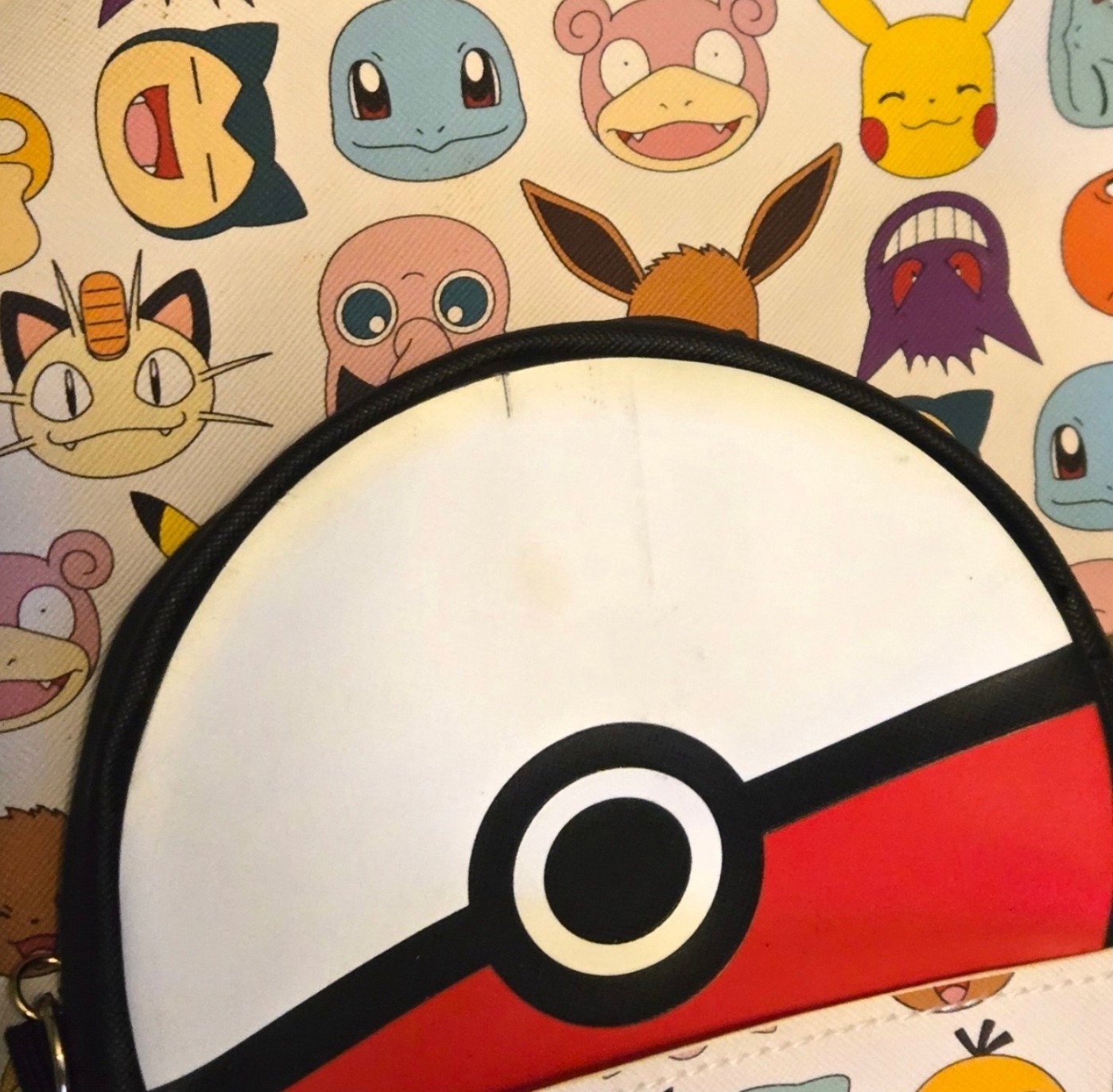 Pokémon Mini Backpack White All-Over Character Print w/ Poké Ball Coin Pouch