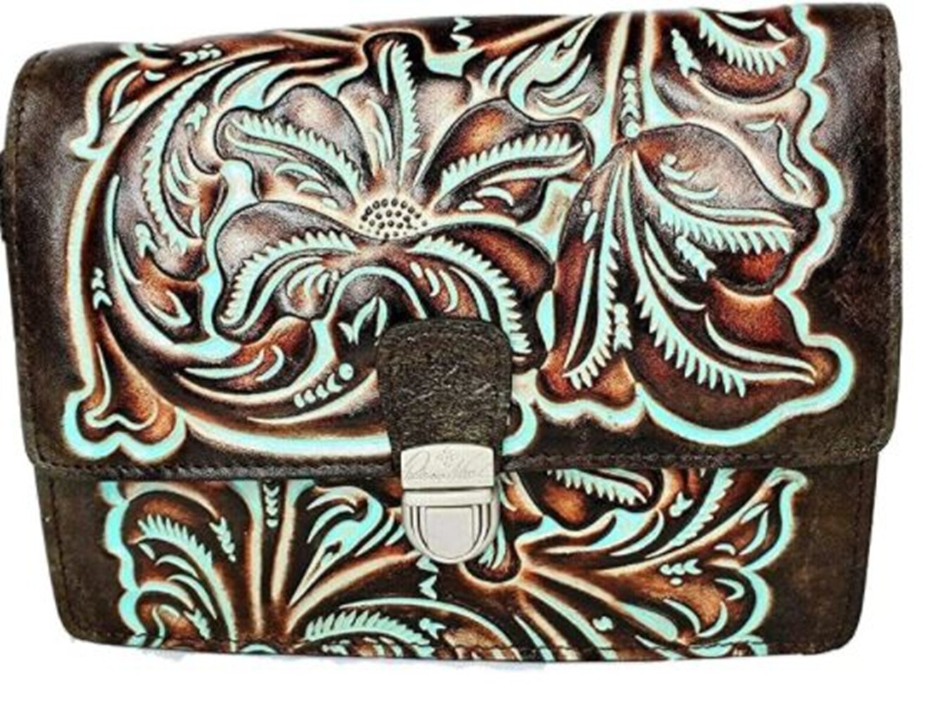 Patricia Nash NWOT LAURENTINA CROSSBODY ORGANIZER Tooled Turquoise MSRP $229