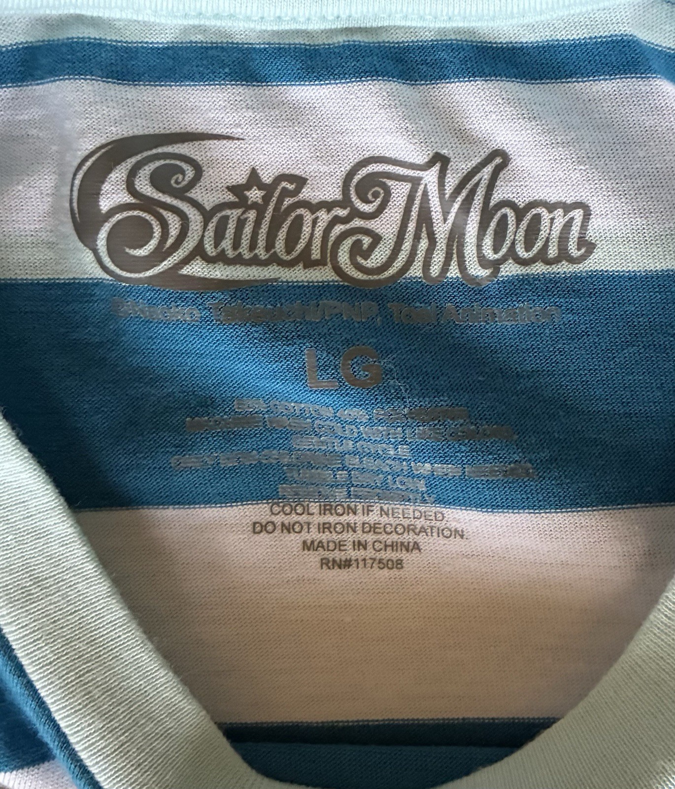 Rare Sailor Moon Sailor Mercury Striped Promo Shirt Sz L