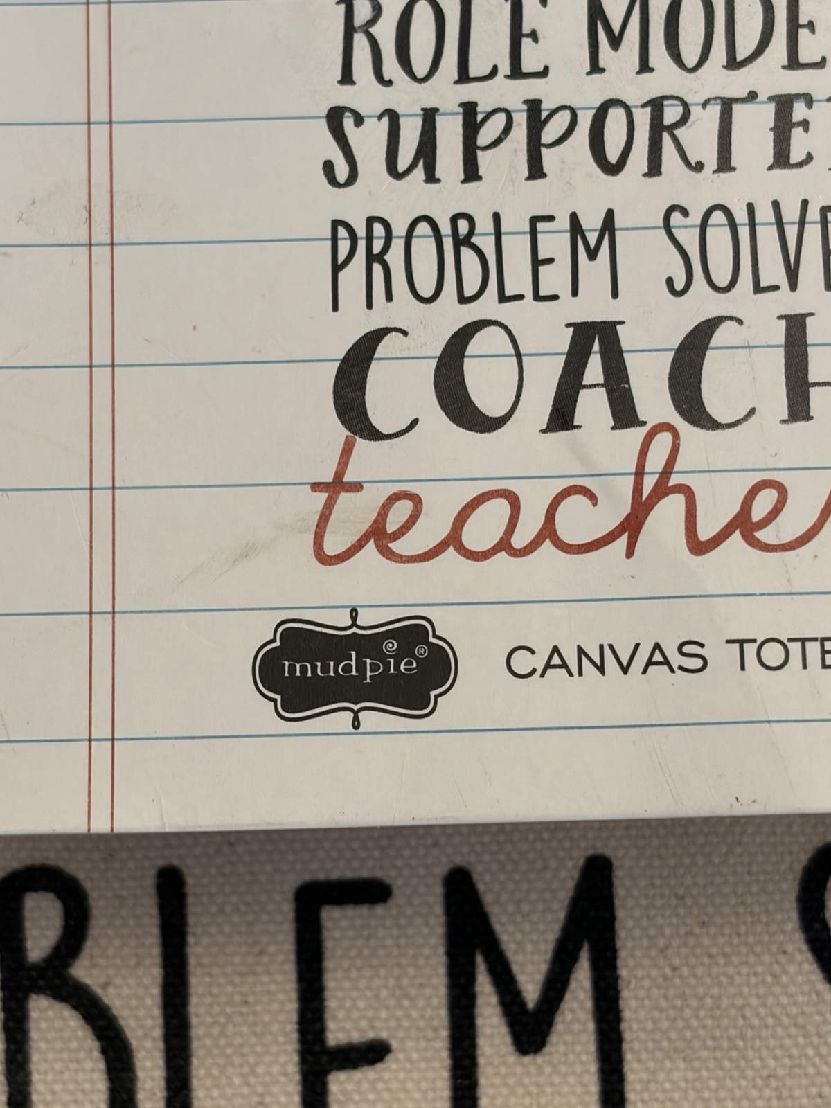 NWT Mud Pie Leader Teacher Canvas Tote Bag | Teacher Gift | Back to School