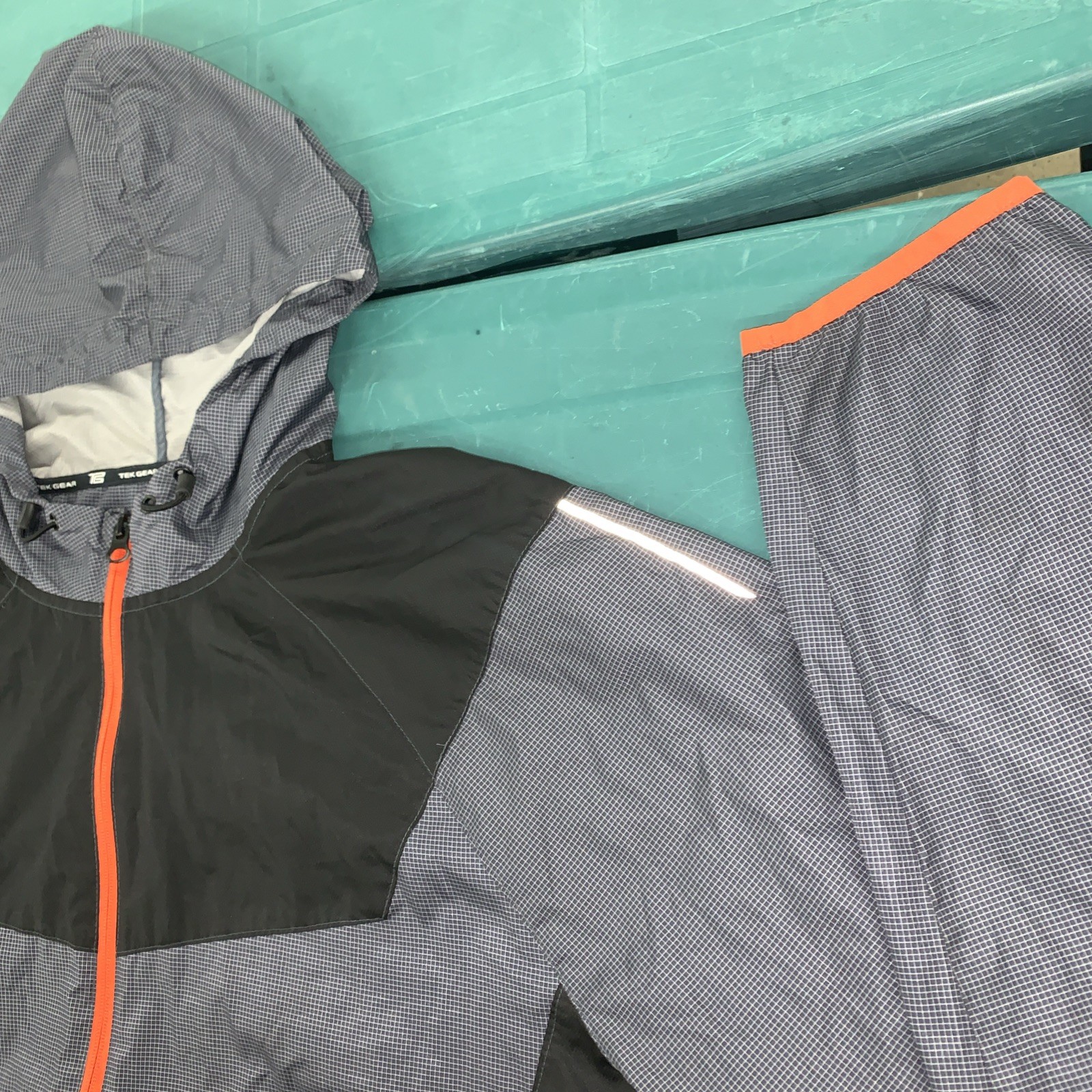 TekGear XXL Charcoal Gray/Orange Jacket Reflective Stash Pocket Skater Ravers