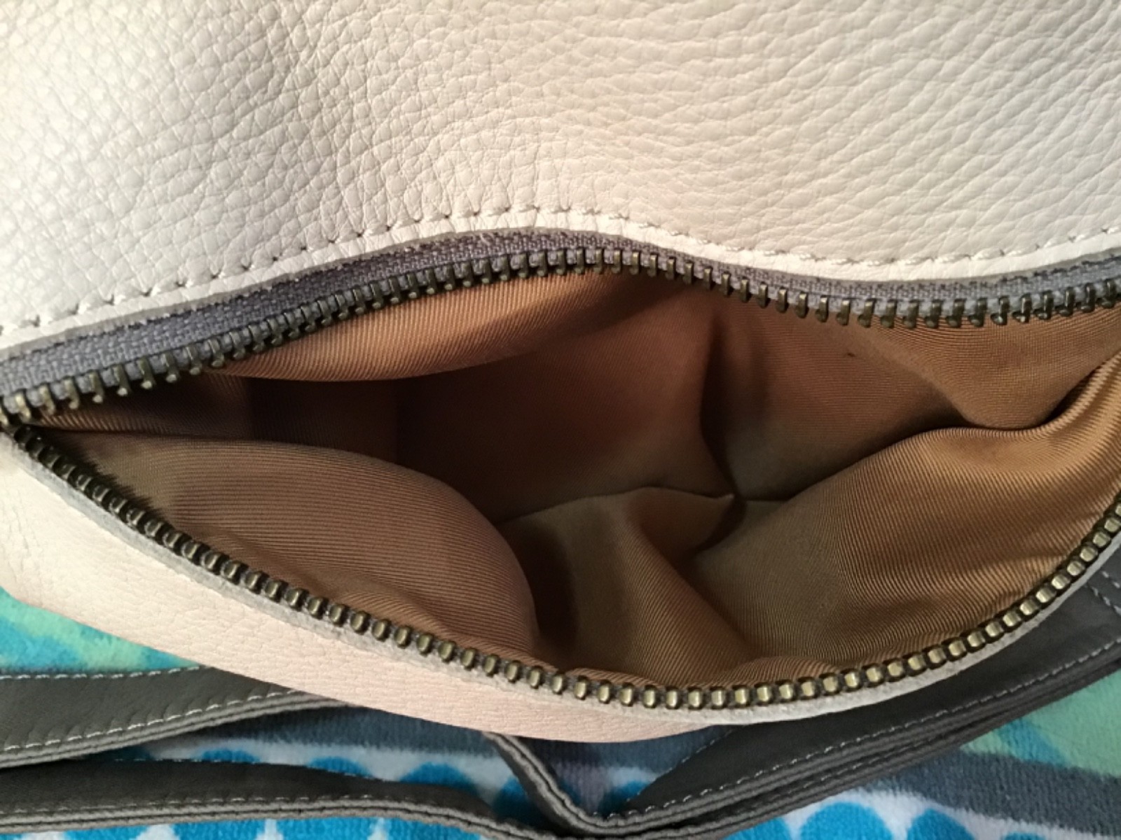 The Sak Gray, Bone & Metallic Leather Shoulder Bag or Crossbody – 14W x 11H x 4D