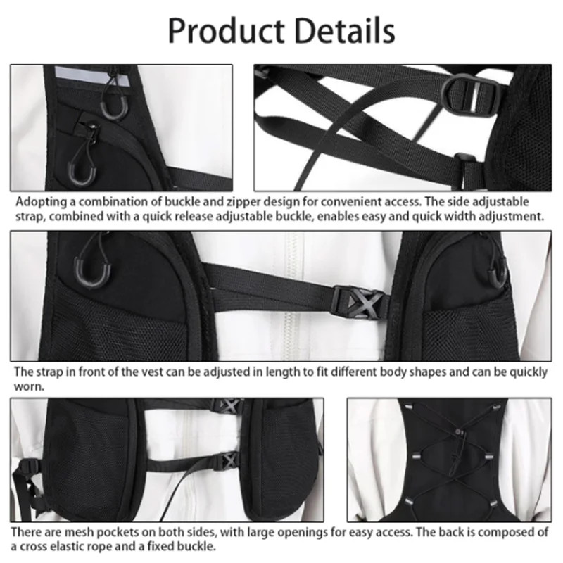 Reflective Design Chest Pack Outdoor Sports Tactical Vest Backpack Hip-hop Stree