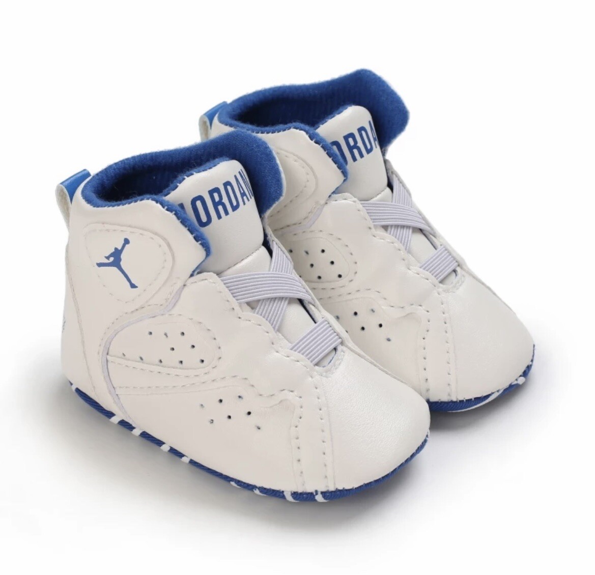 Baby Soft Sole Shoes Size 1 Ages 0-12 Months. White/blue
