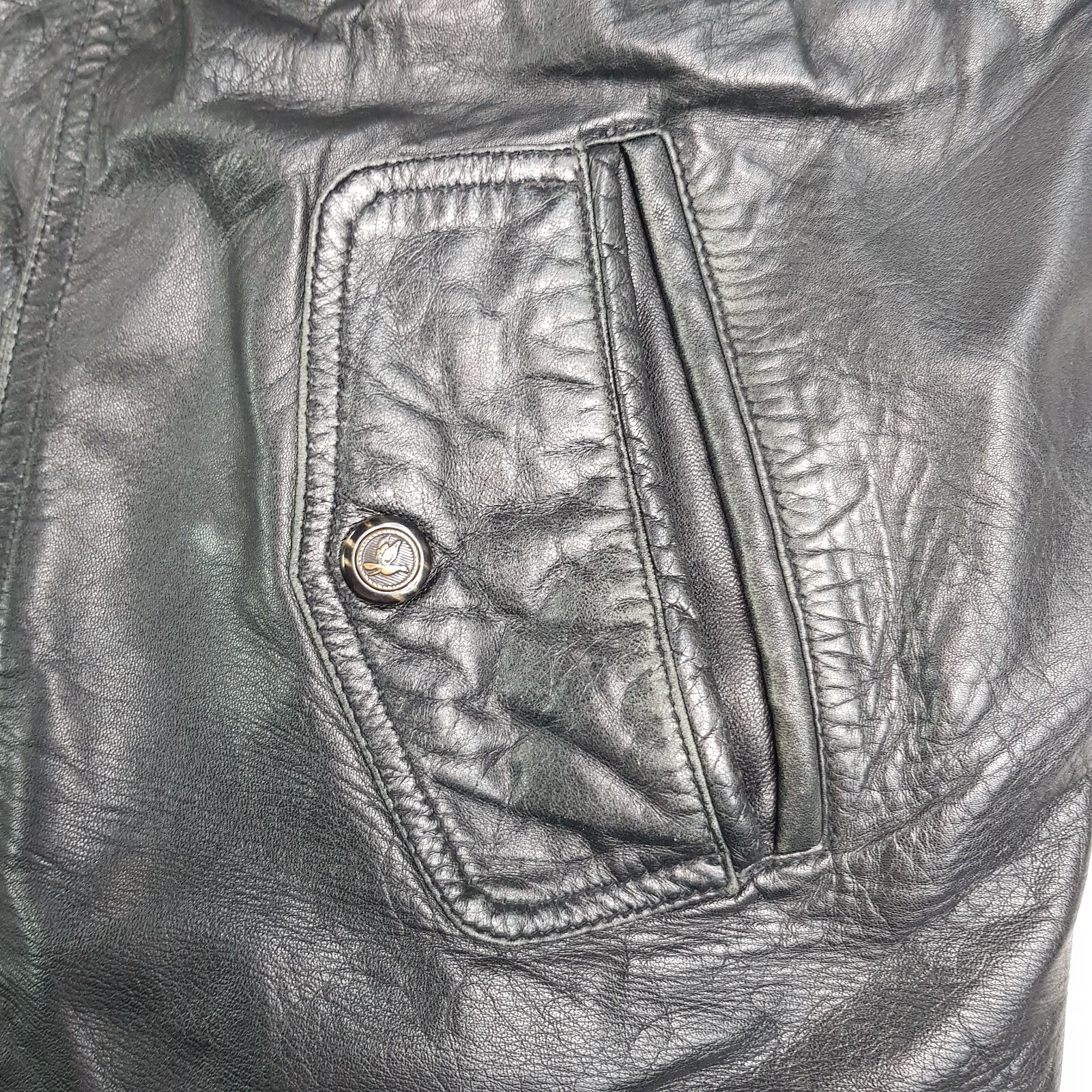STYLE INTERNATIONAL SIZE XL MENS BLACK GENUINE LEATHER PARKA JACKET BIKER COAT