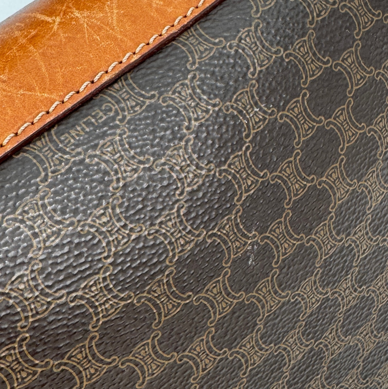 Celine Vanity bag Macadam PVC Leather Pouch Authentic